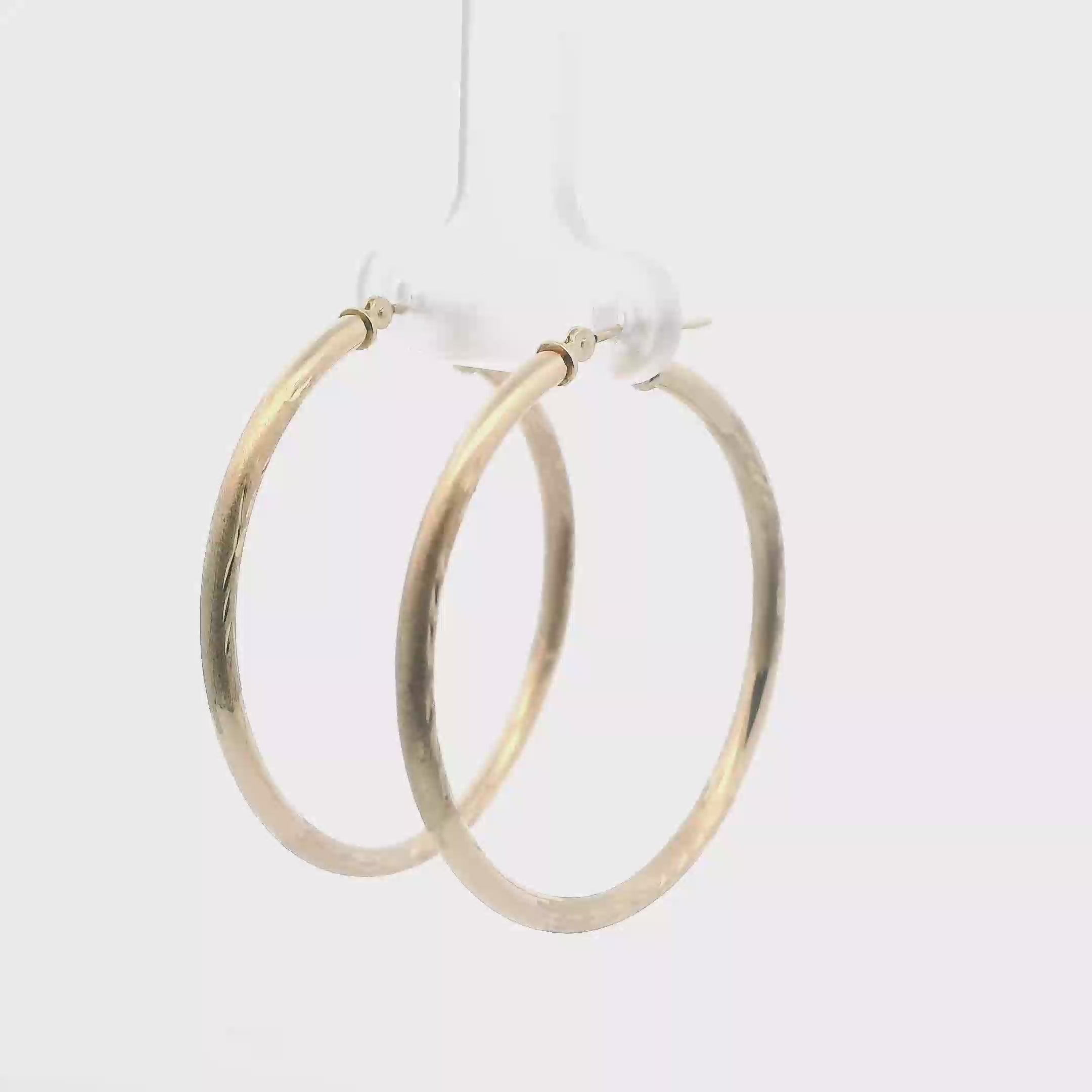 10K Yellow Gold Textued Hoop Earrings