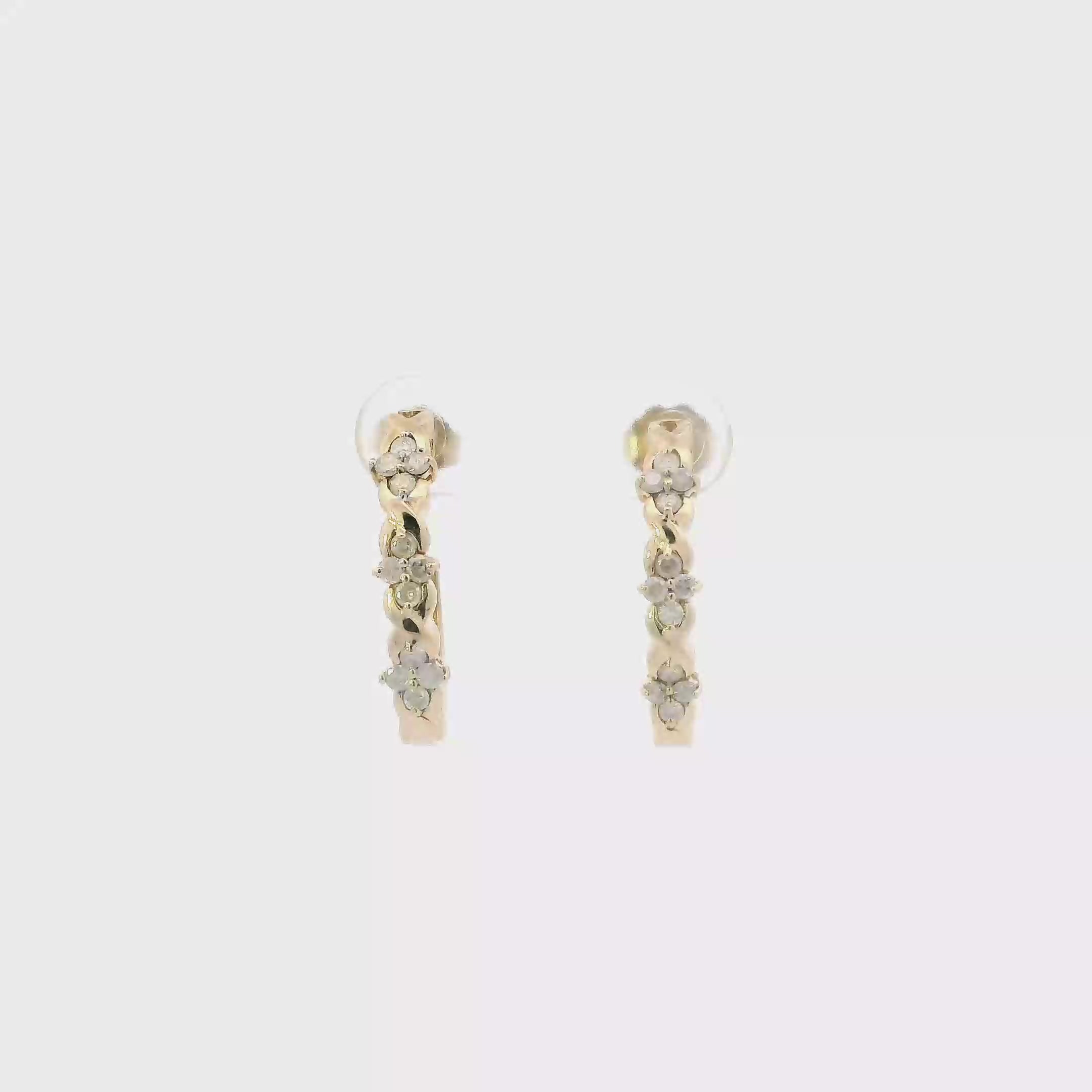 14K Yellow Gold Diamond Half Hoop Earrings - 0.44ct