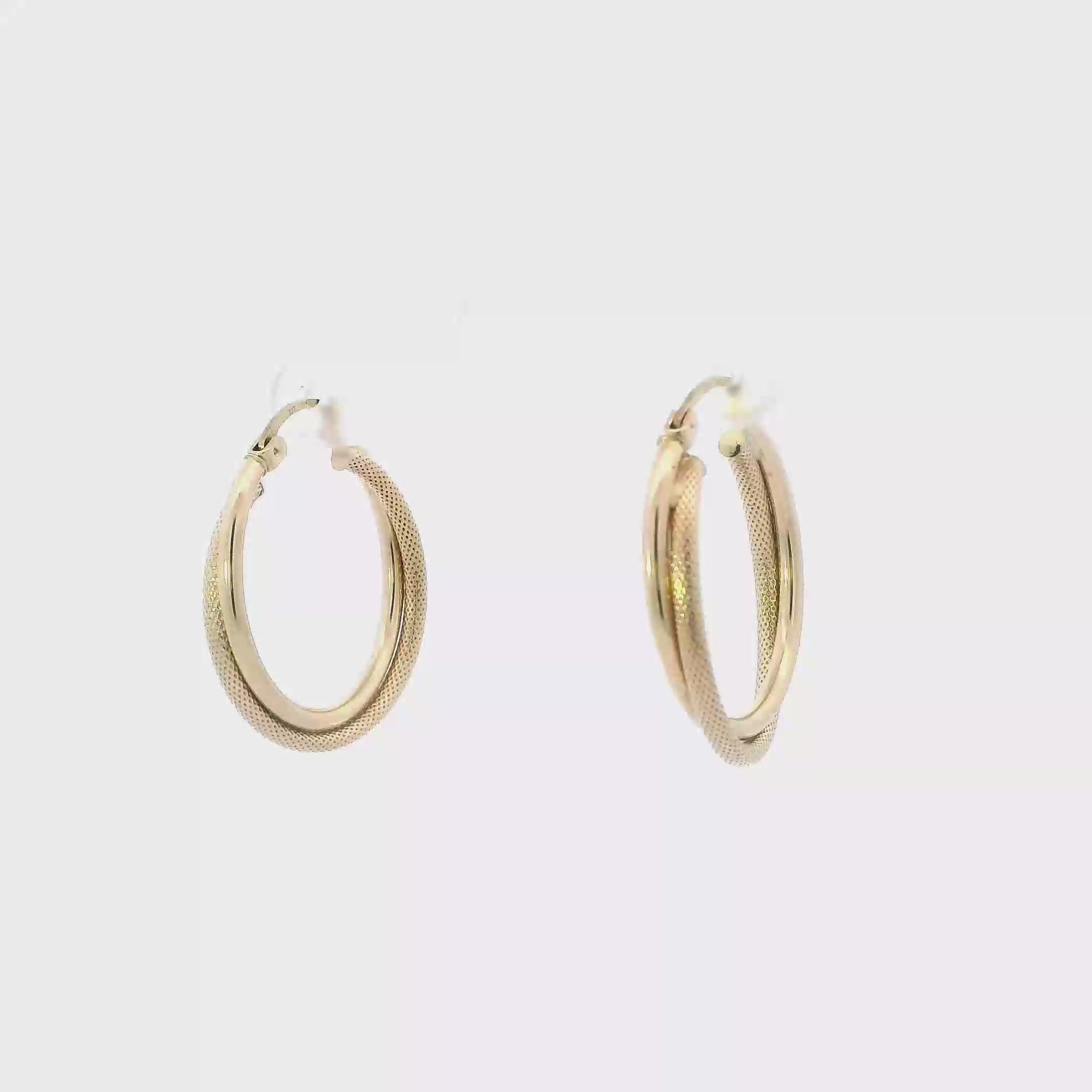 10K Yellow Gold Diamond Cut/ Plain Hoop Earrings