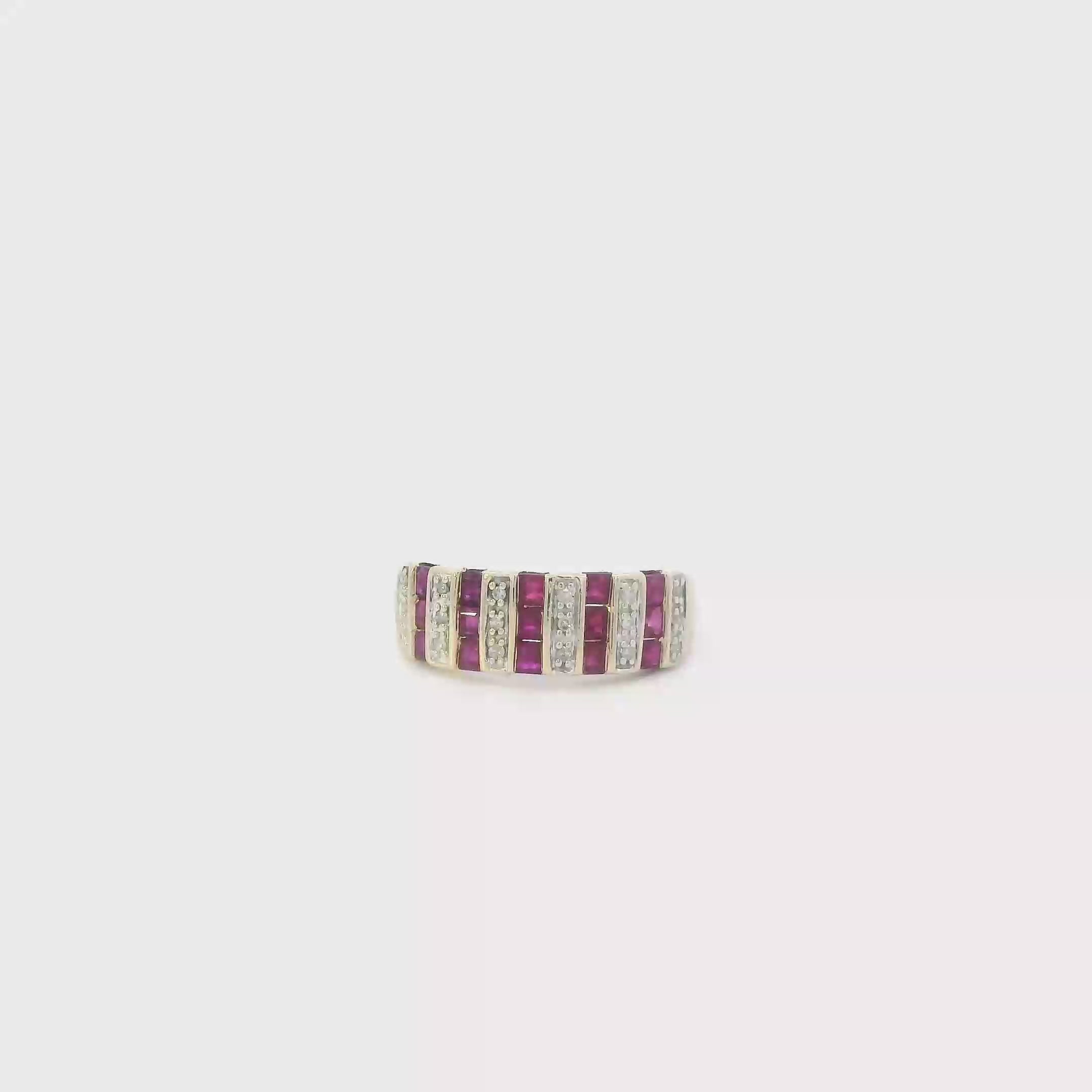 14K Yellow Gold Rubies Womens Ring