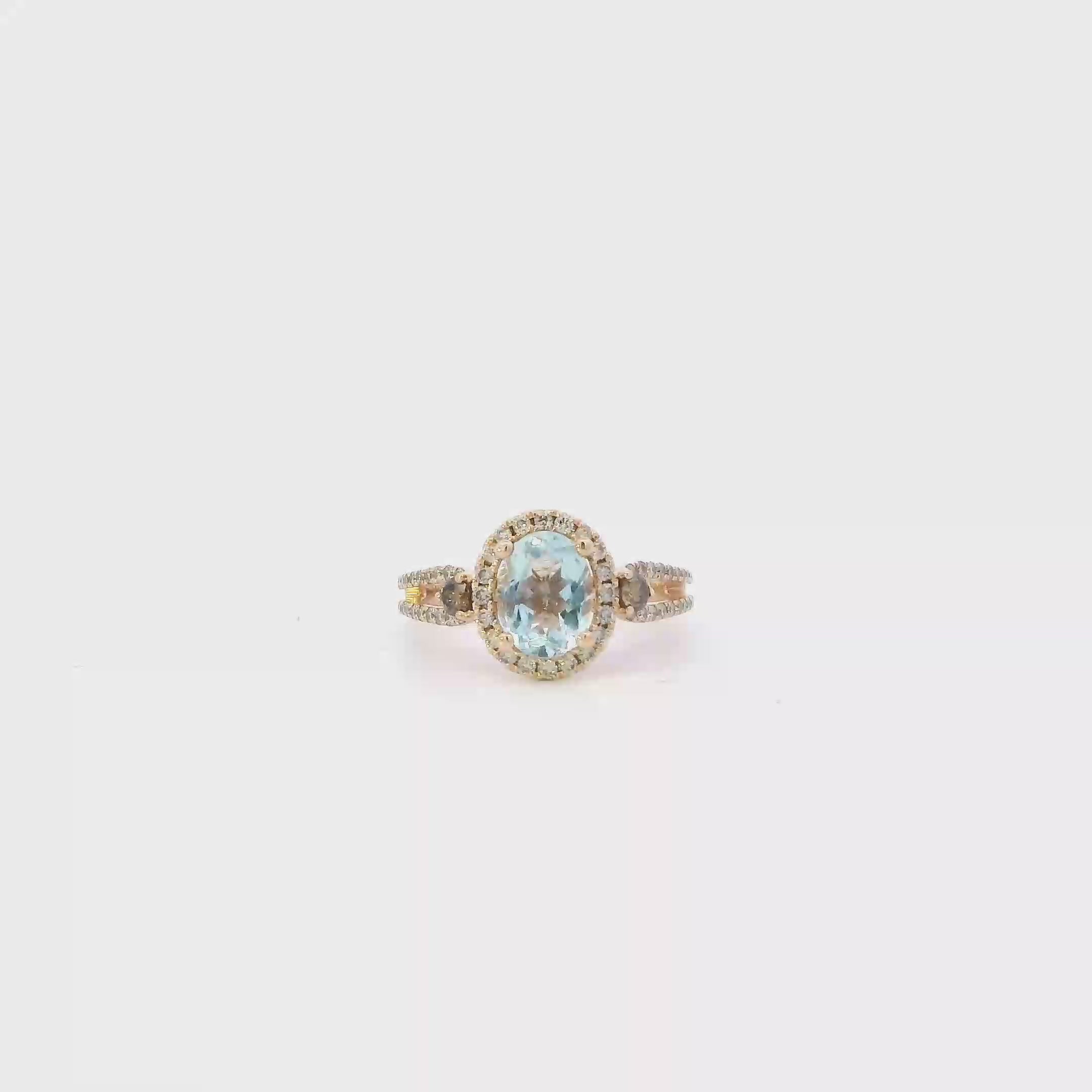 14K Rose Gold Aquamarine & Diamond 