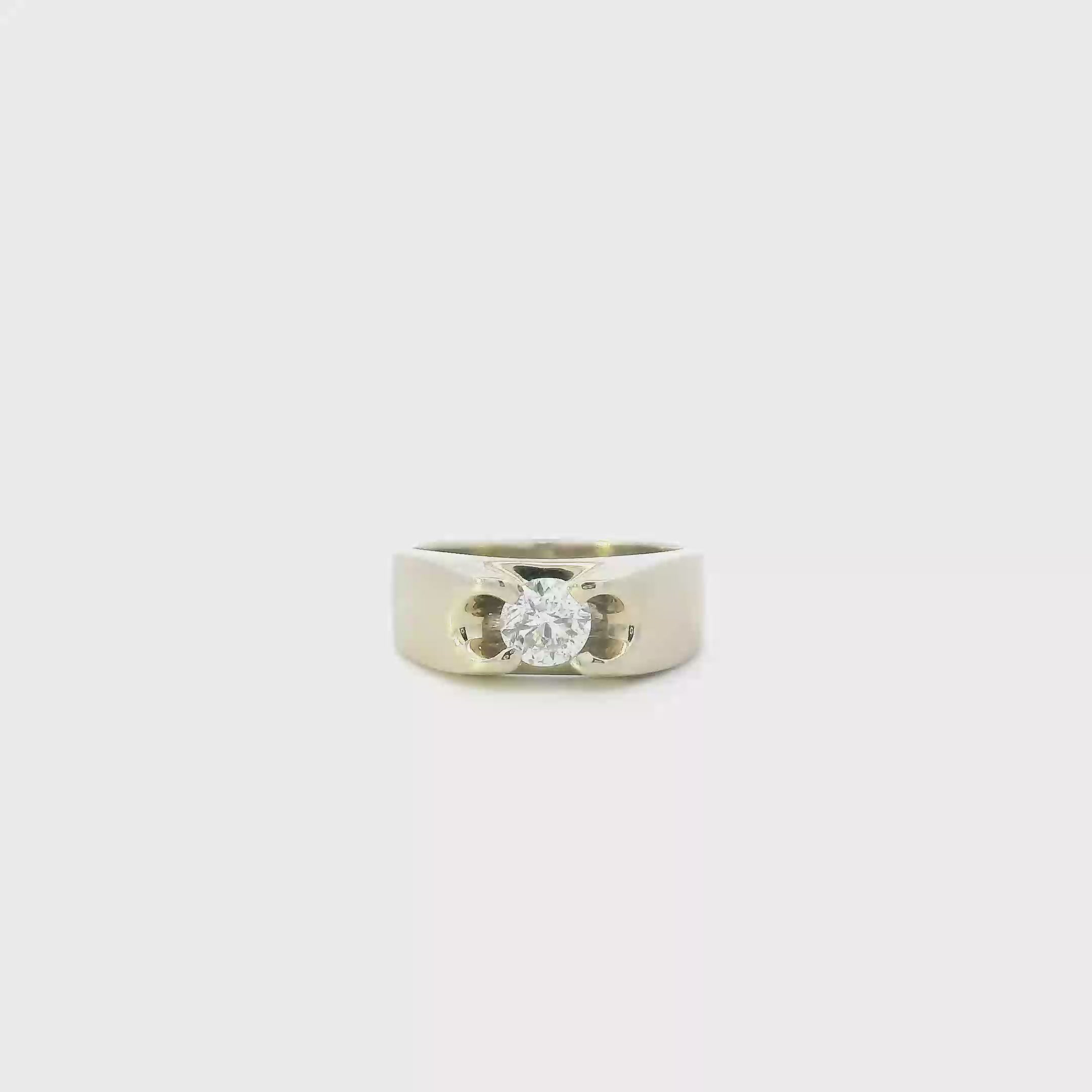 14K White Gold Diamond Mens Ring - 0.87ct