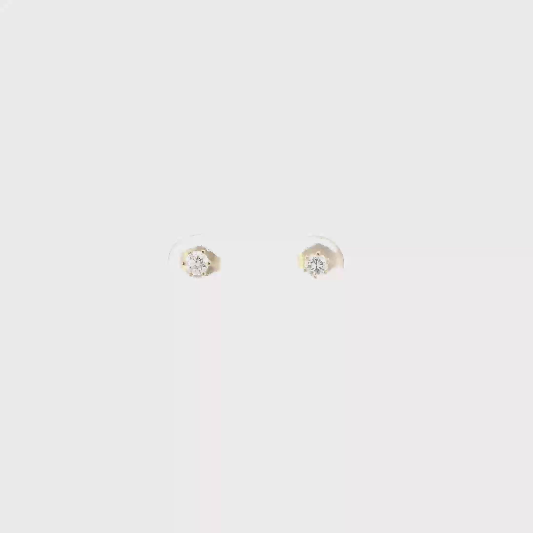 14K Yellow Gold Solitaire Diamond Earrings