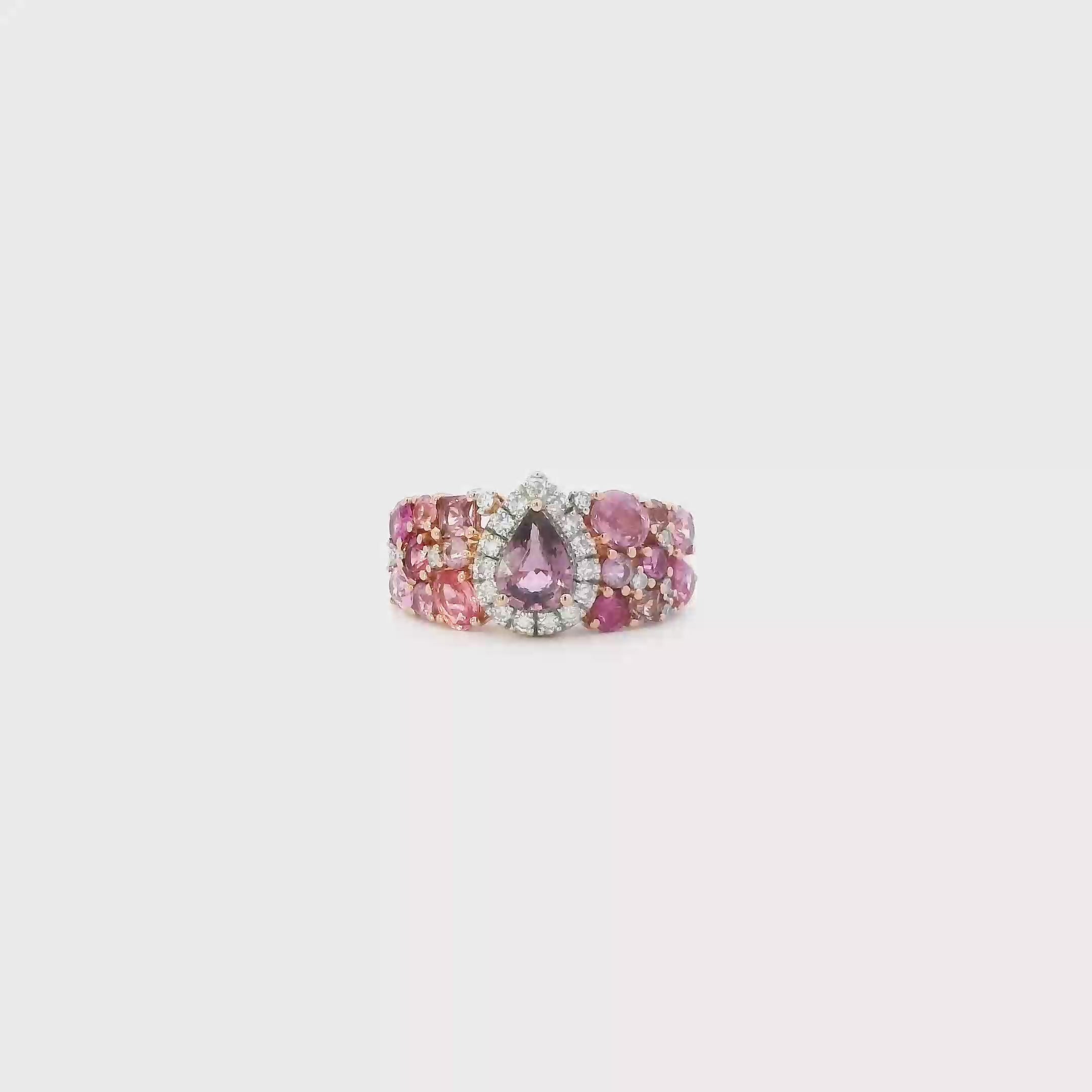 14K Rose Gold Sapphire & Diamond Womens Ring