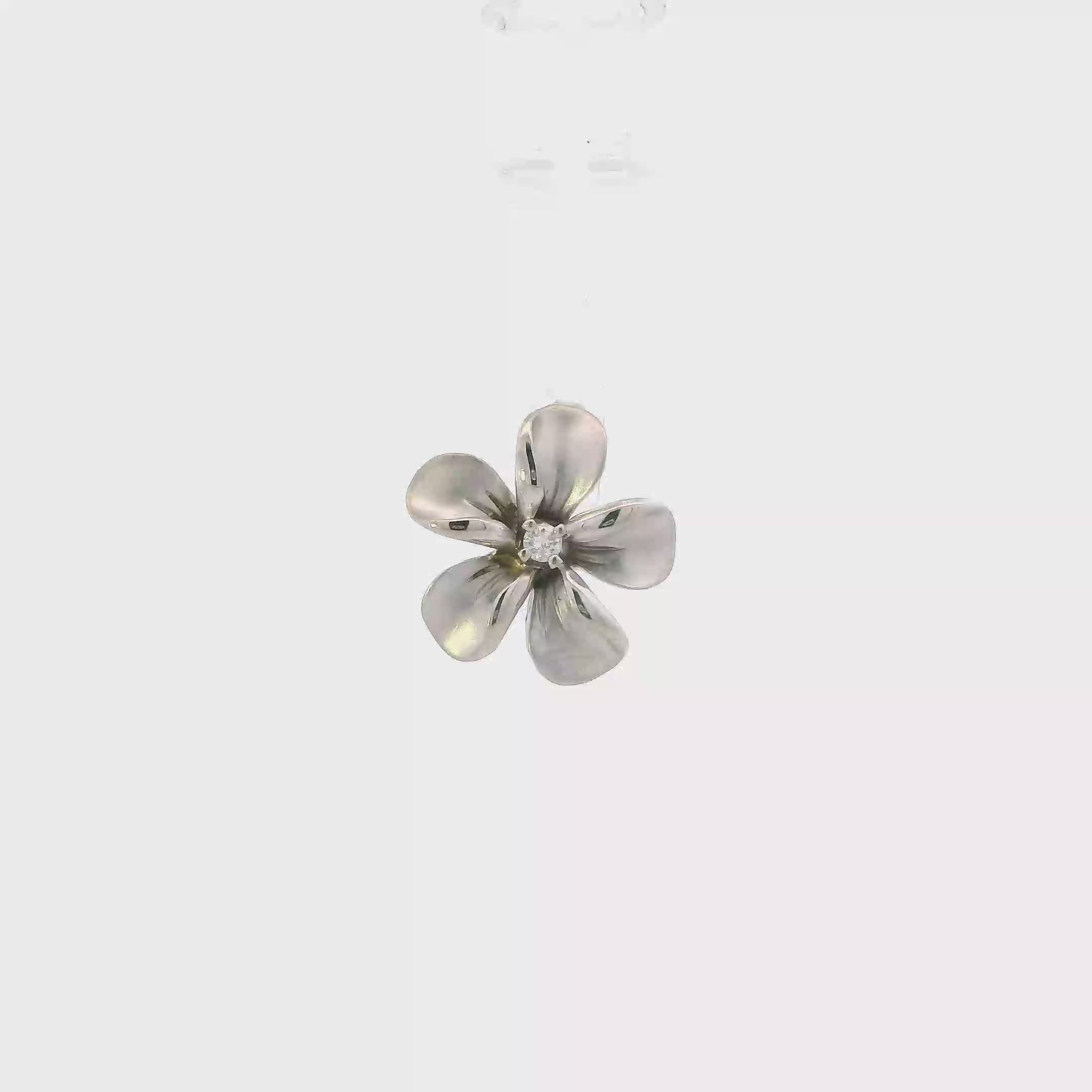 14K White Gold Diamond Plumeria Flower Pendant - 0.05ct