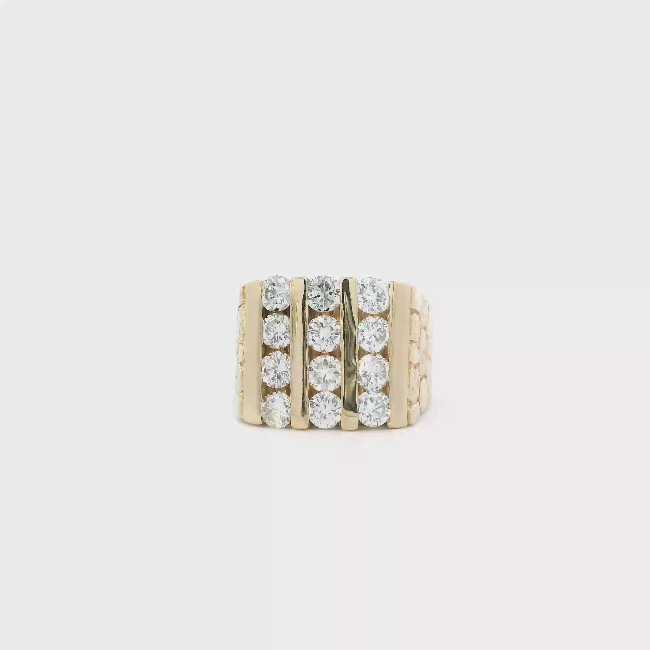 14K Yellow Gold Diamond Mens Ring - 2.88ct