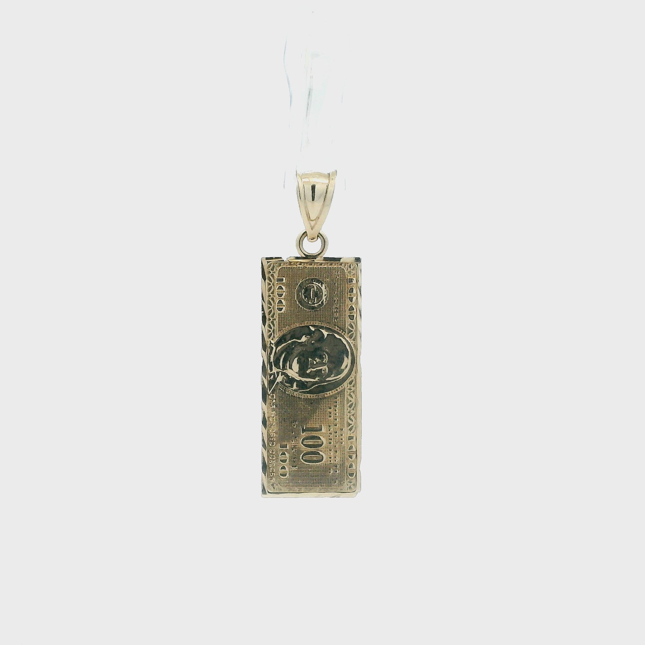 10K Yellow Gold 100$ Bill Pendant