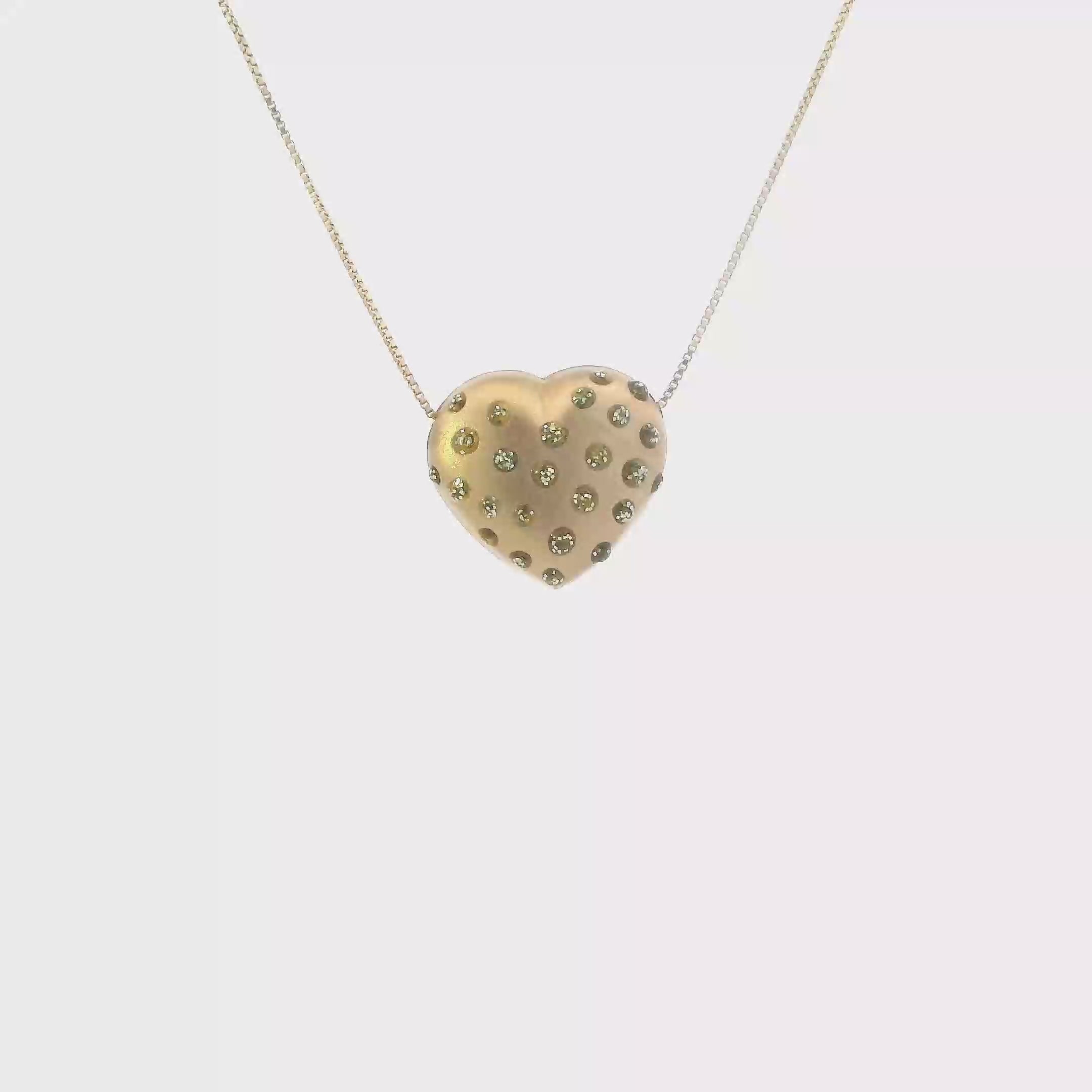 14K Yellow Gold Puff Heart Pendant & 18