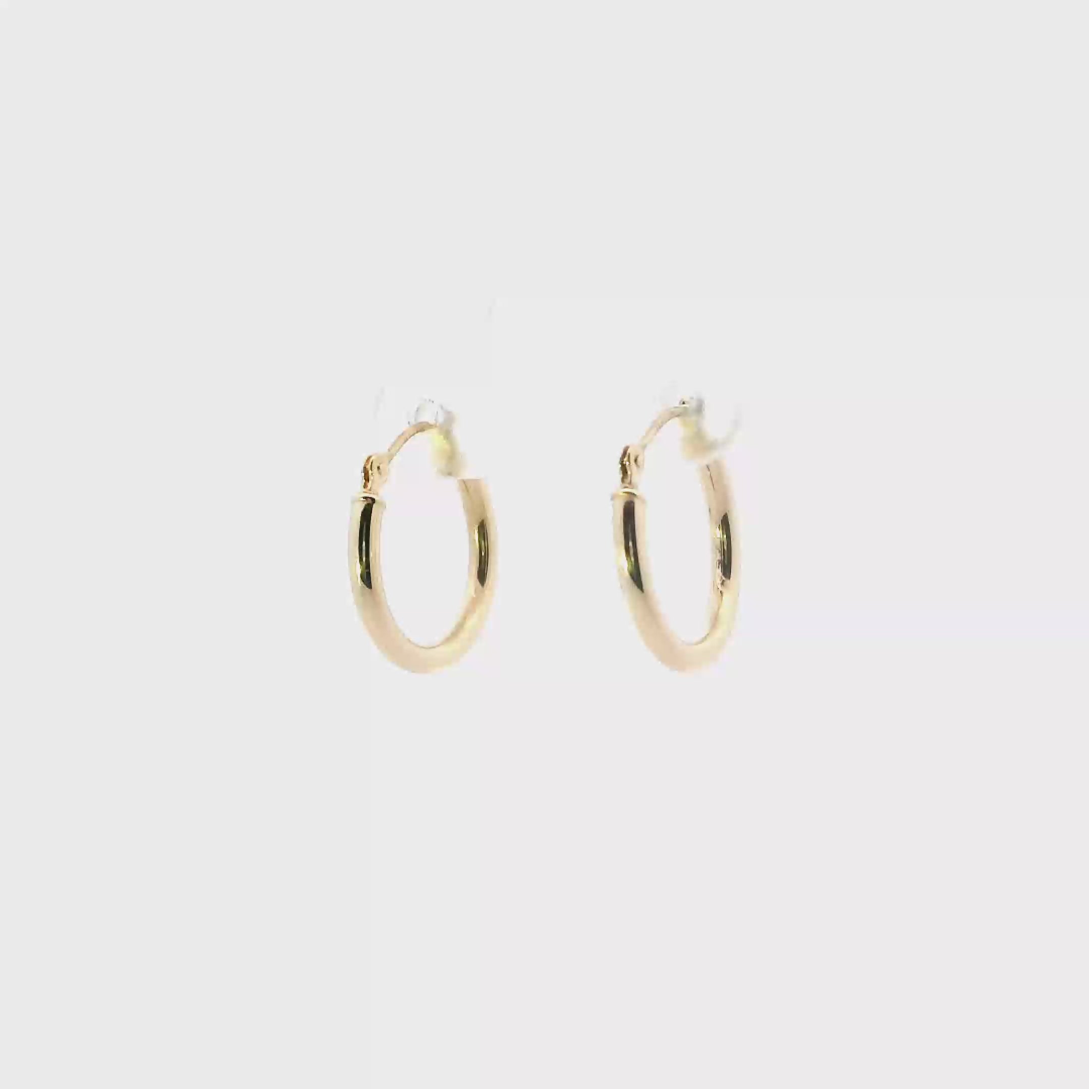 14K Yellow Gold Tube Hoop Earrings