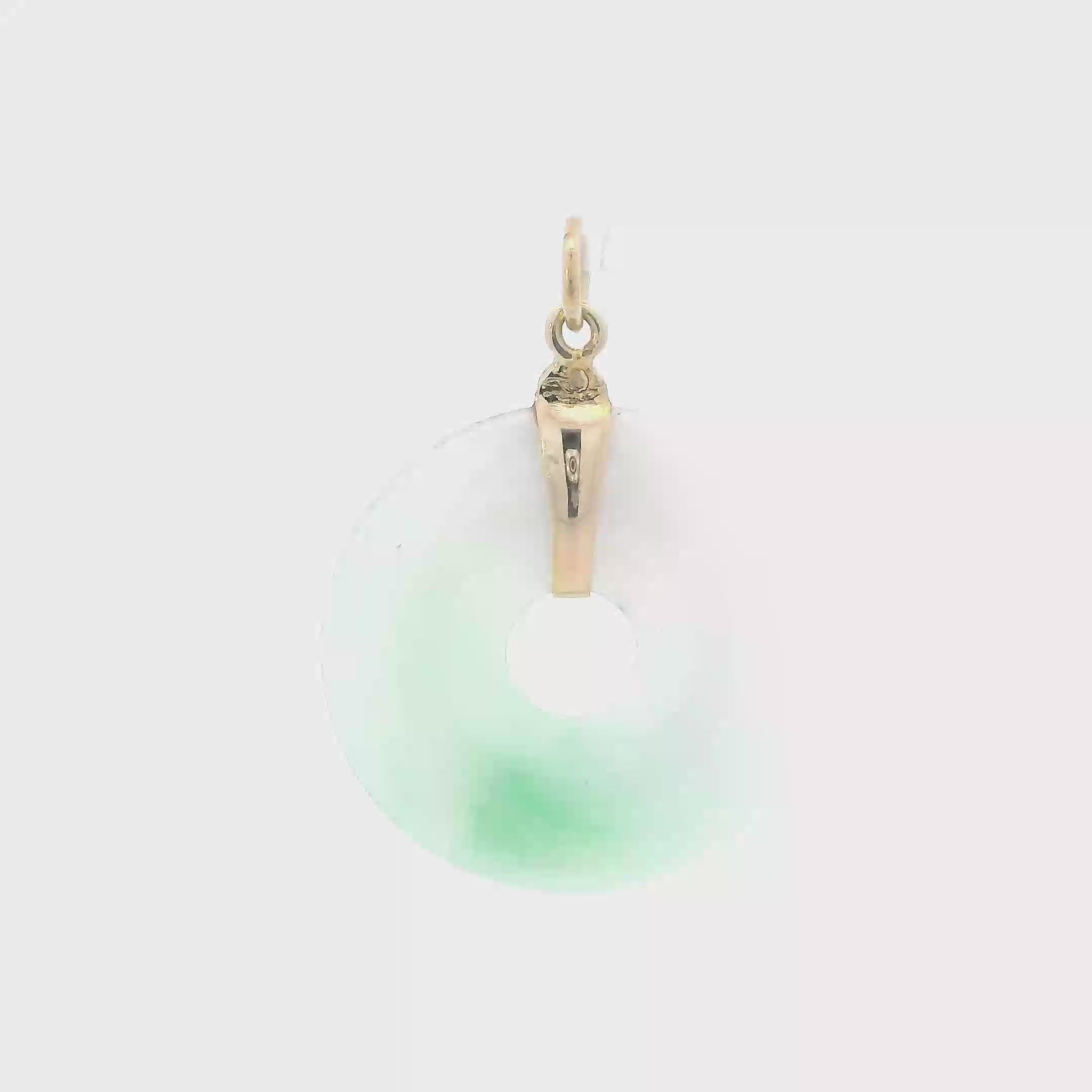 14K Yellow Gold Donut Jade Pendant