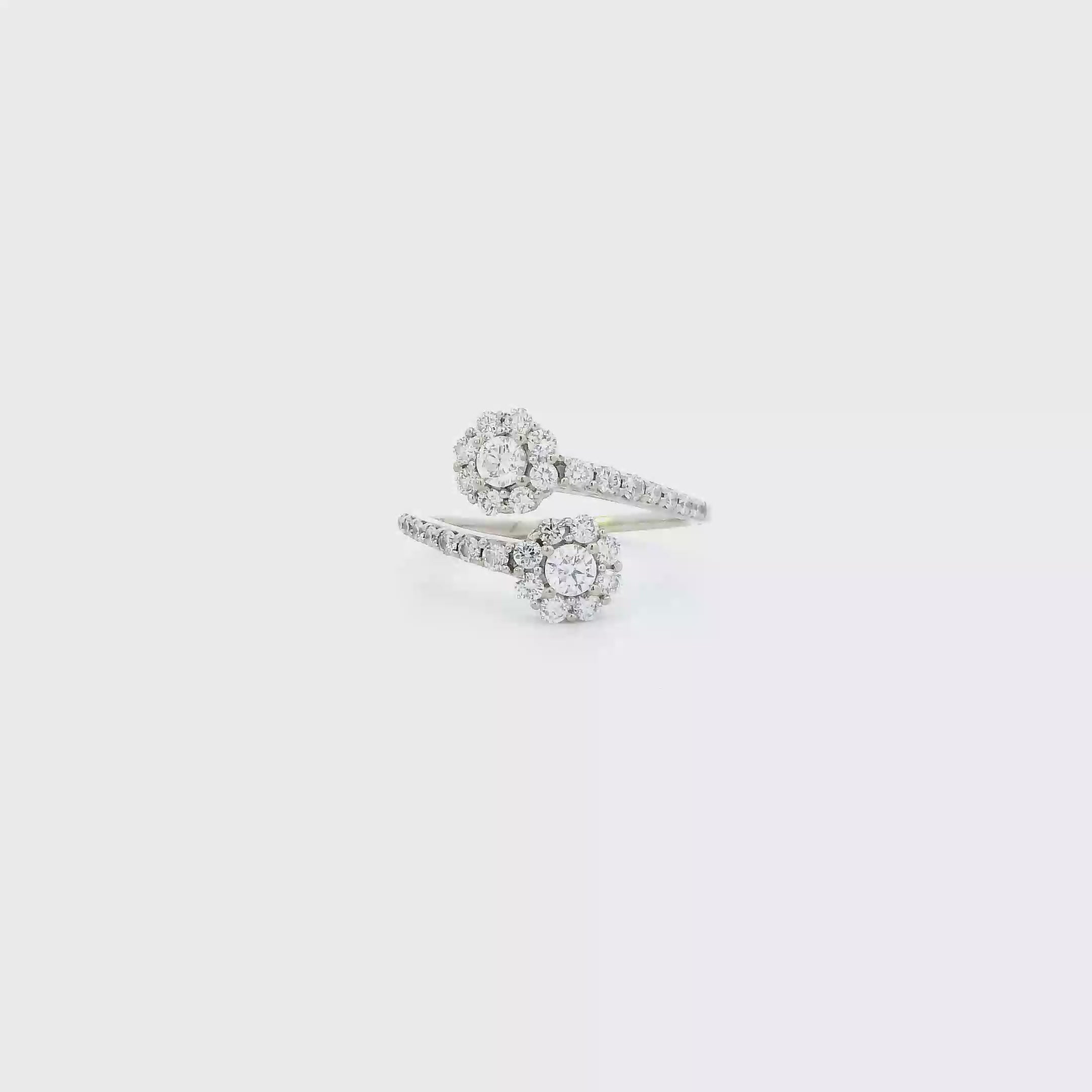 14K White Gold Lab Grown Diamond Flower Womens Ring - 1.01ct