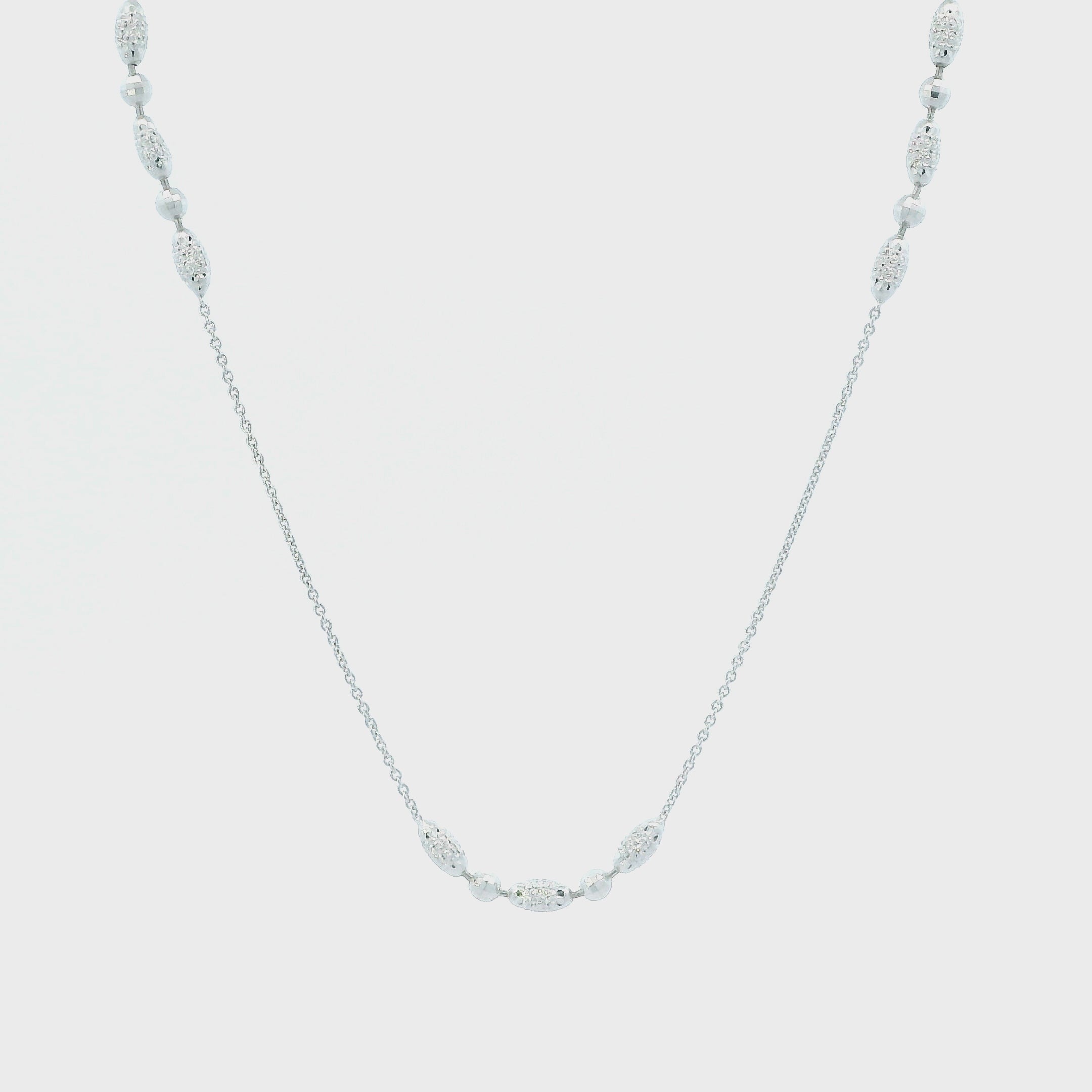 10K White Gold Round Beaded Anklet