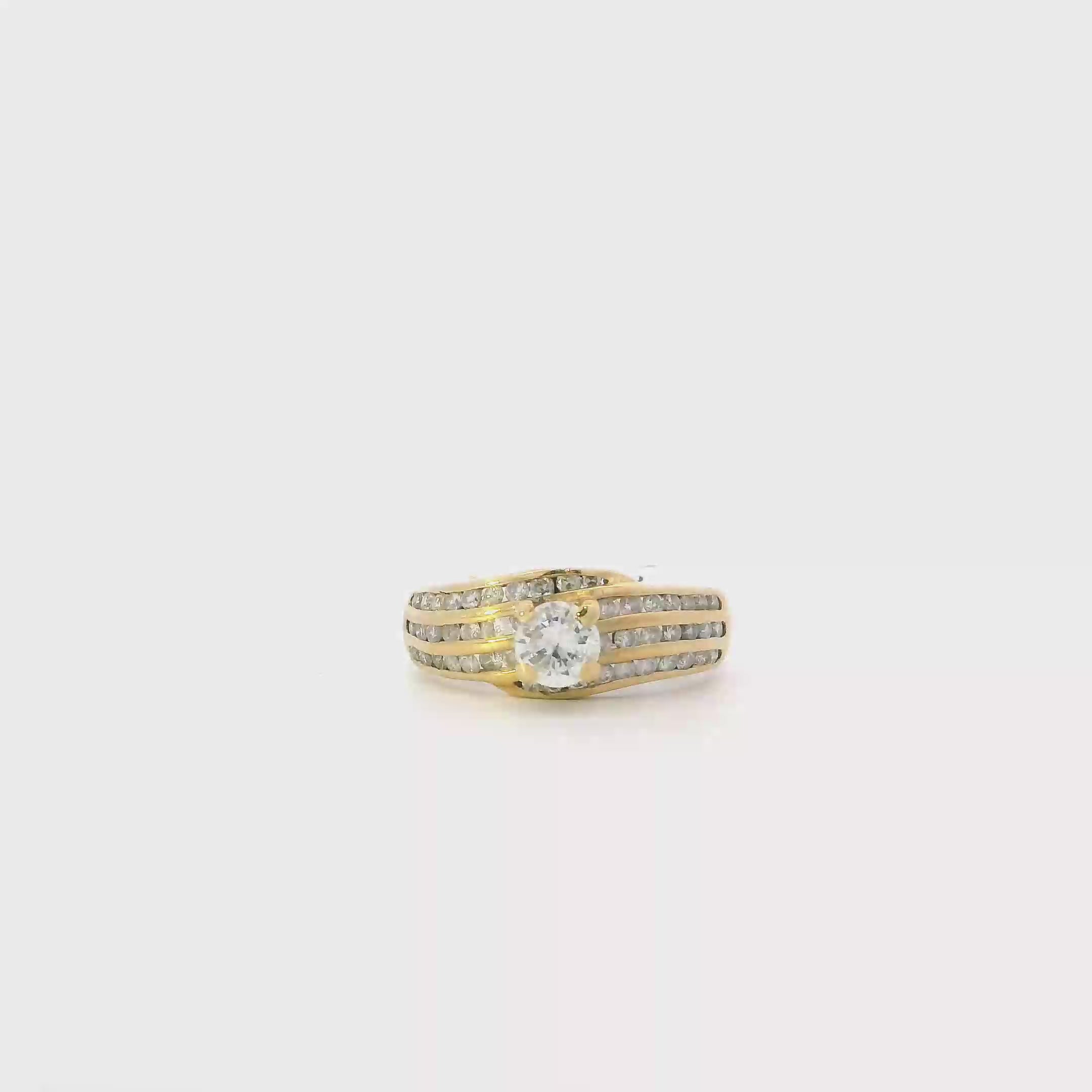14K Yellow Gold Diamond Women's Ring -1.02ct
