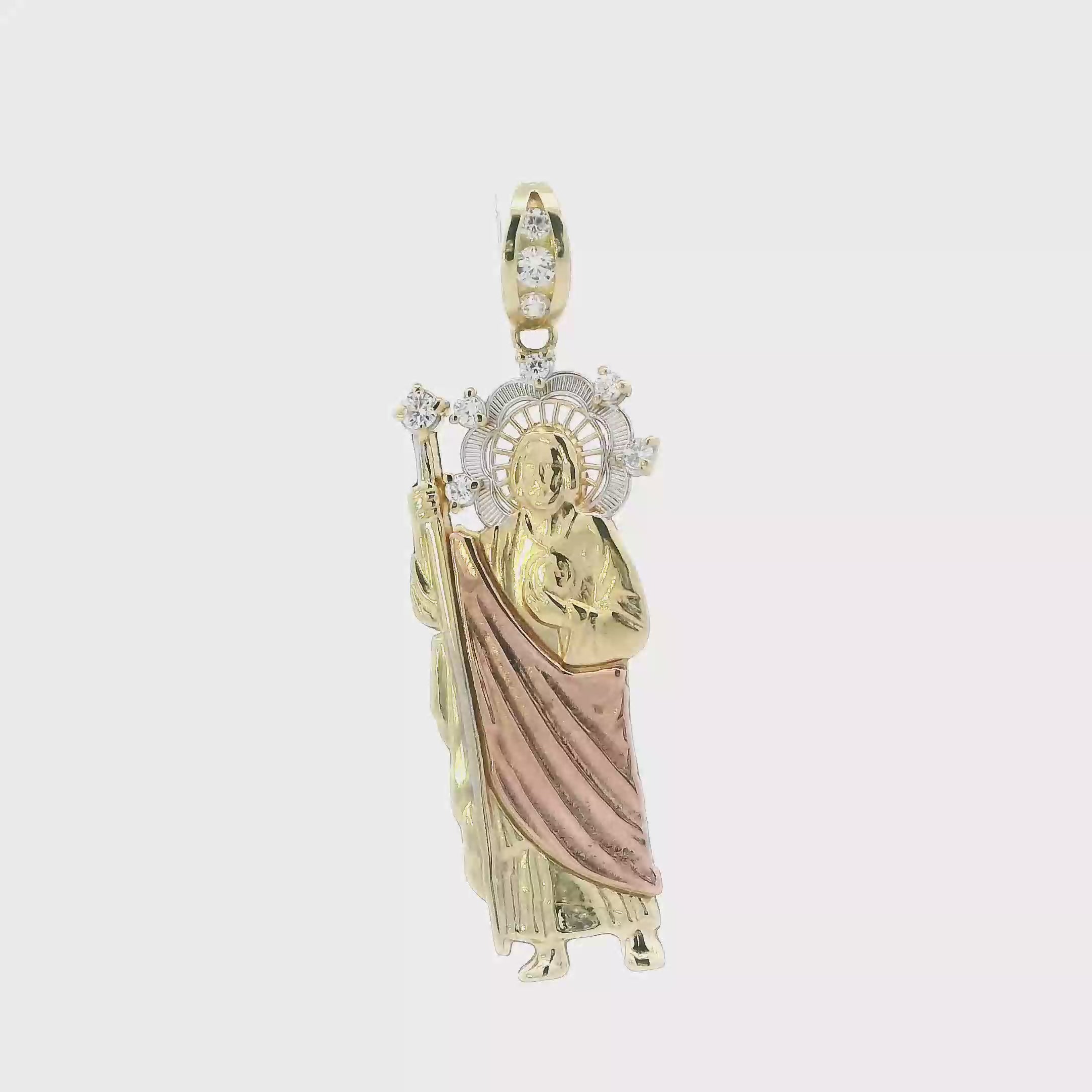 10K Tri Color Standing Religious Figure Pendant
