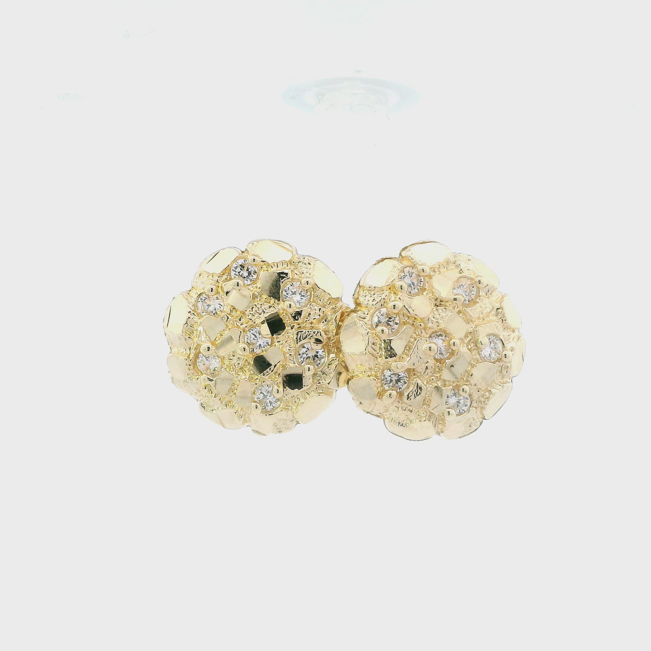 10K Yellow Gold CZ Nugget Earrings