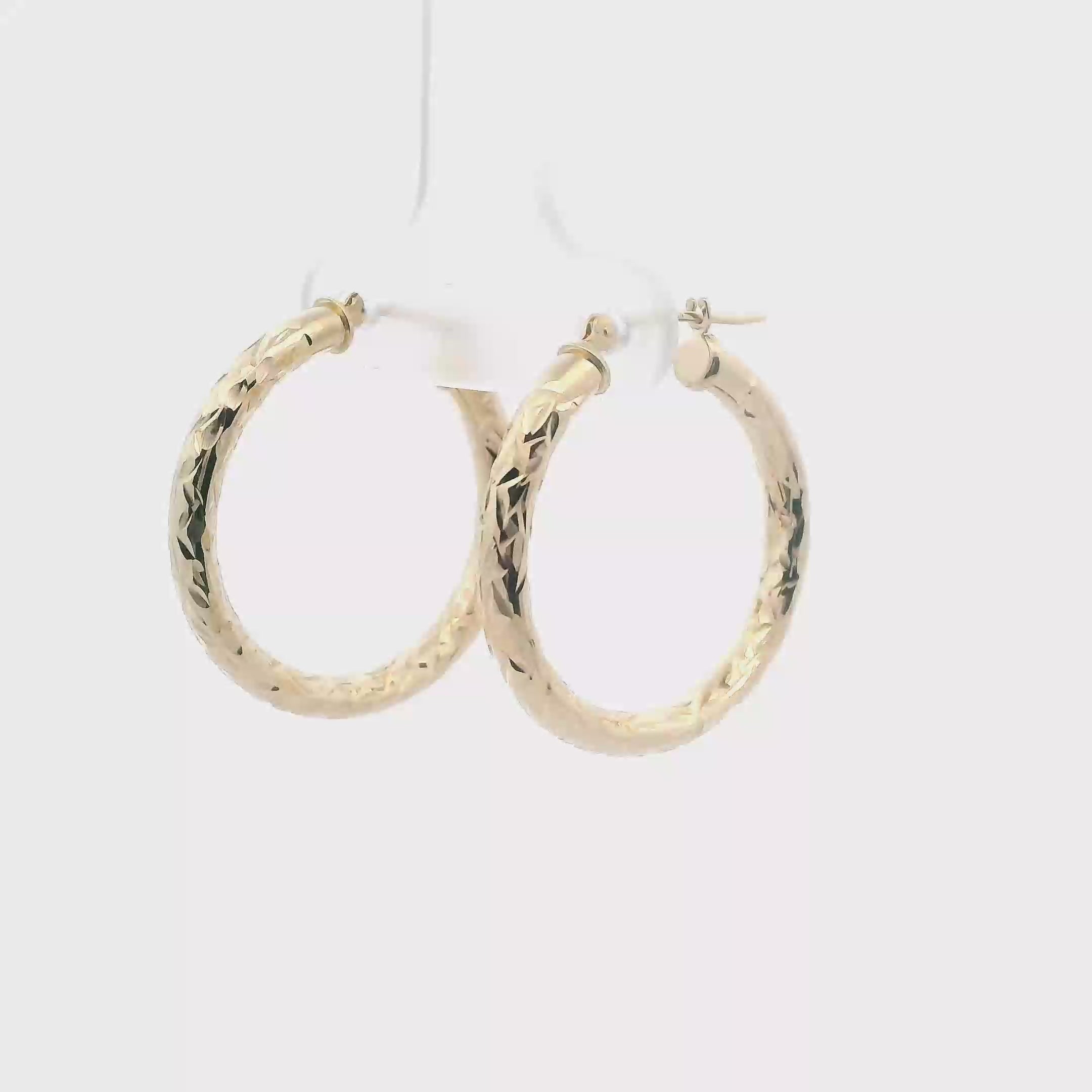 14K Yellow & White Gold Oval Hoop Earrings