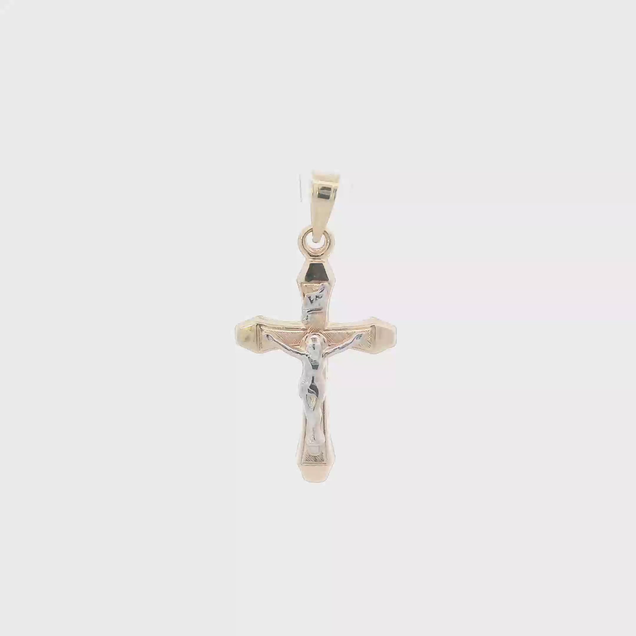 14K Yellow & White Gold Crucifix Pendant