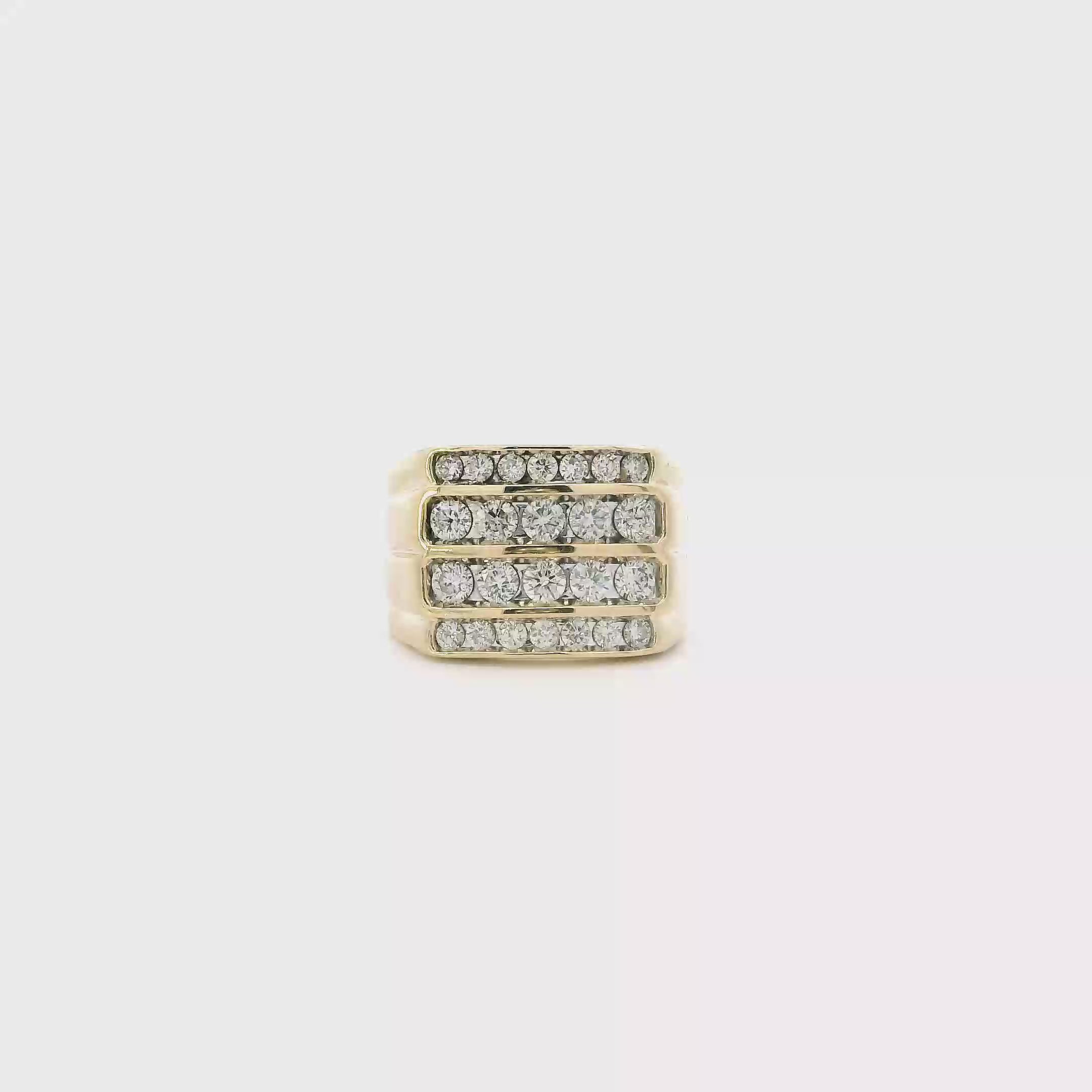 10K Yellow Gold Diamond Mens Ring - 1.39ct