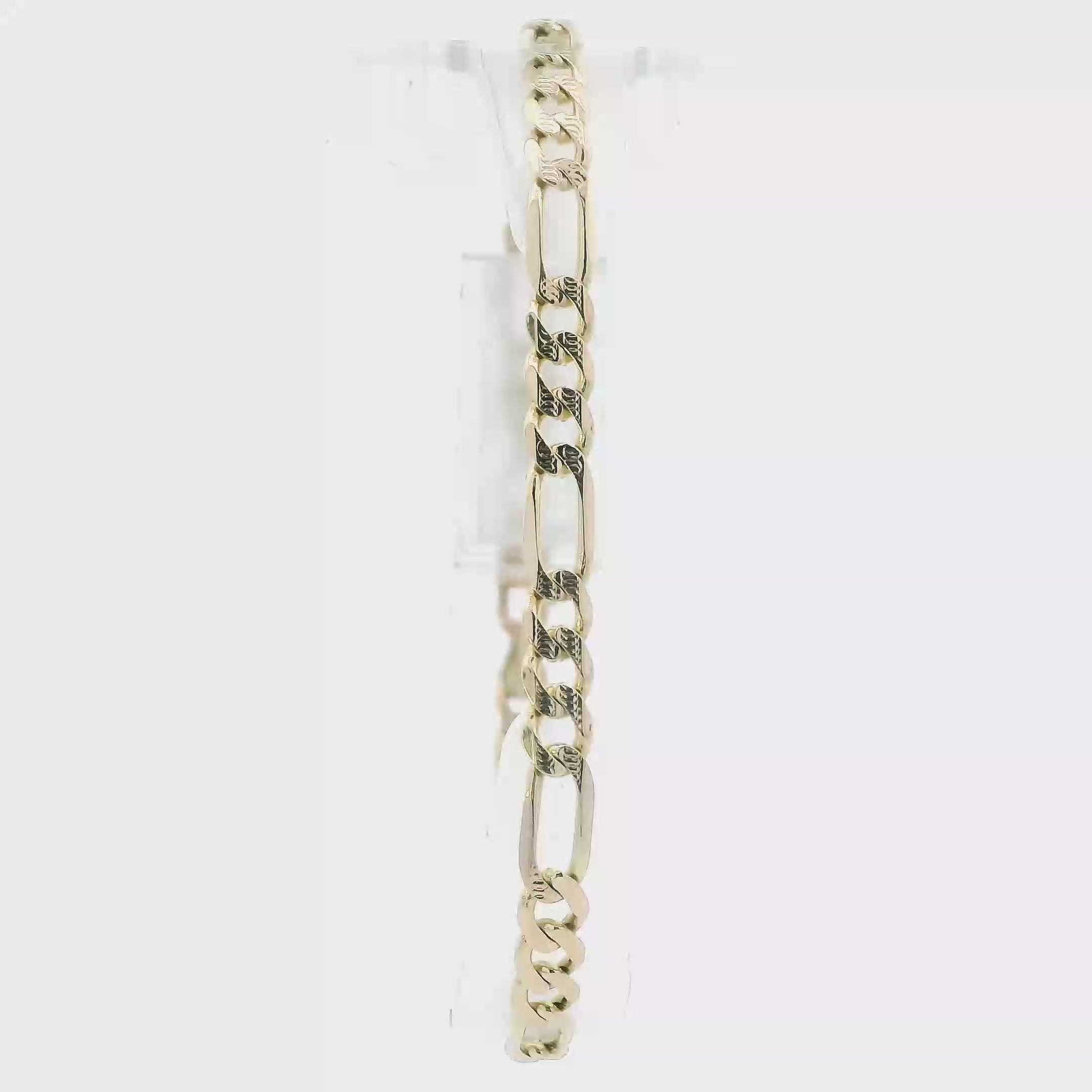 10K Yellow Gold Diamond Cut Figaro Bracelet