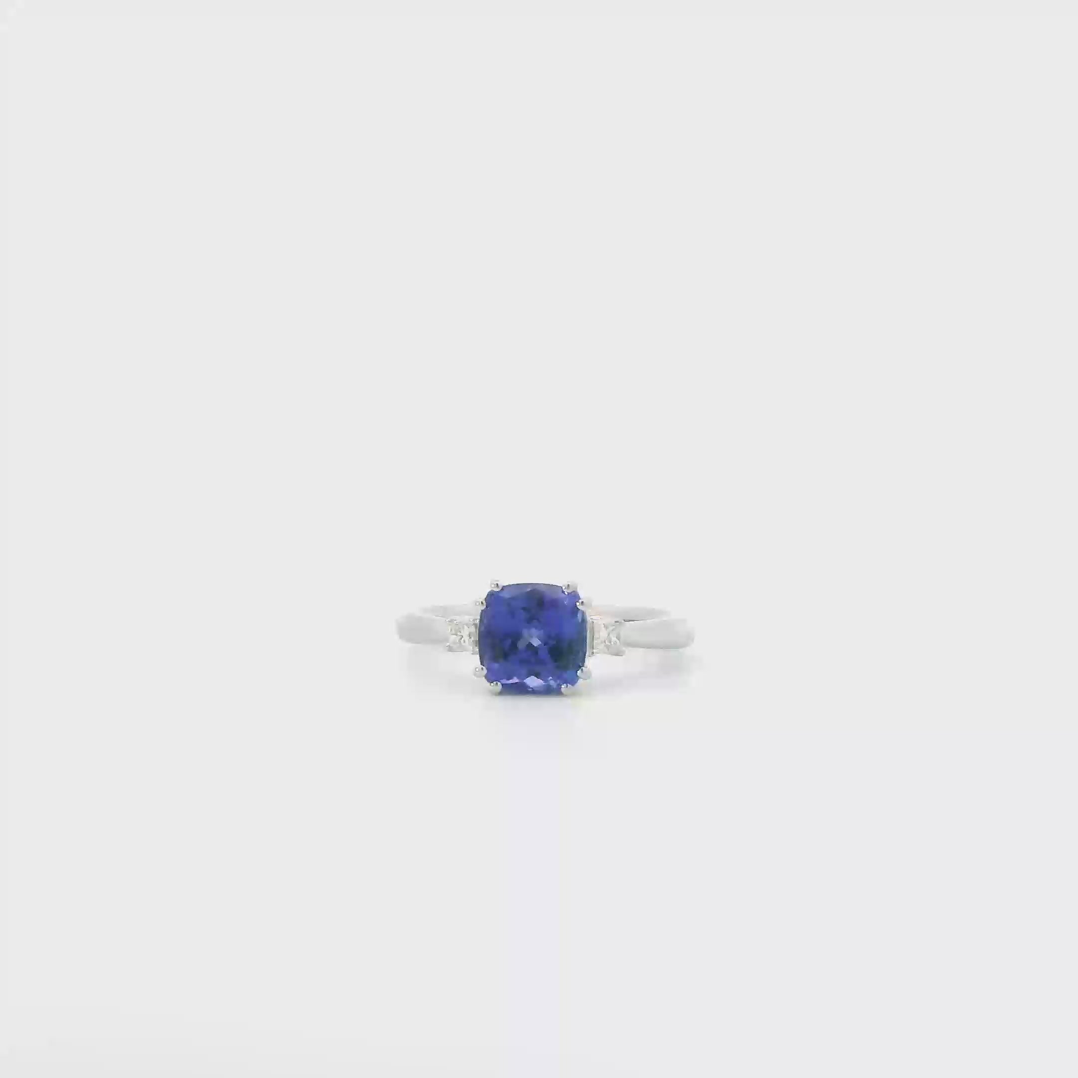 Platinum Diamond & Tanzanite Women's Ring - 0.10ct