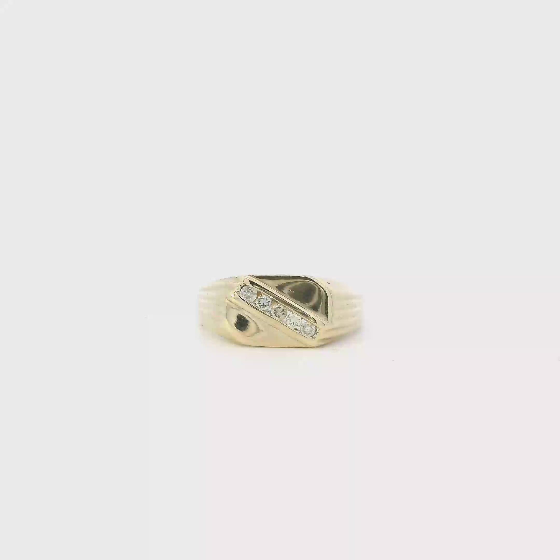 10K Yellow Gold Diamond Mens Ring - 0.15ct