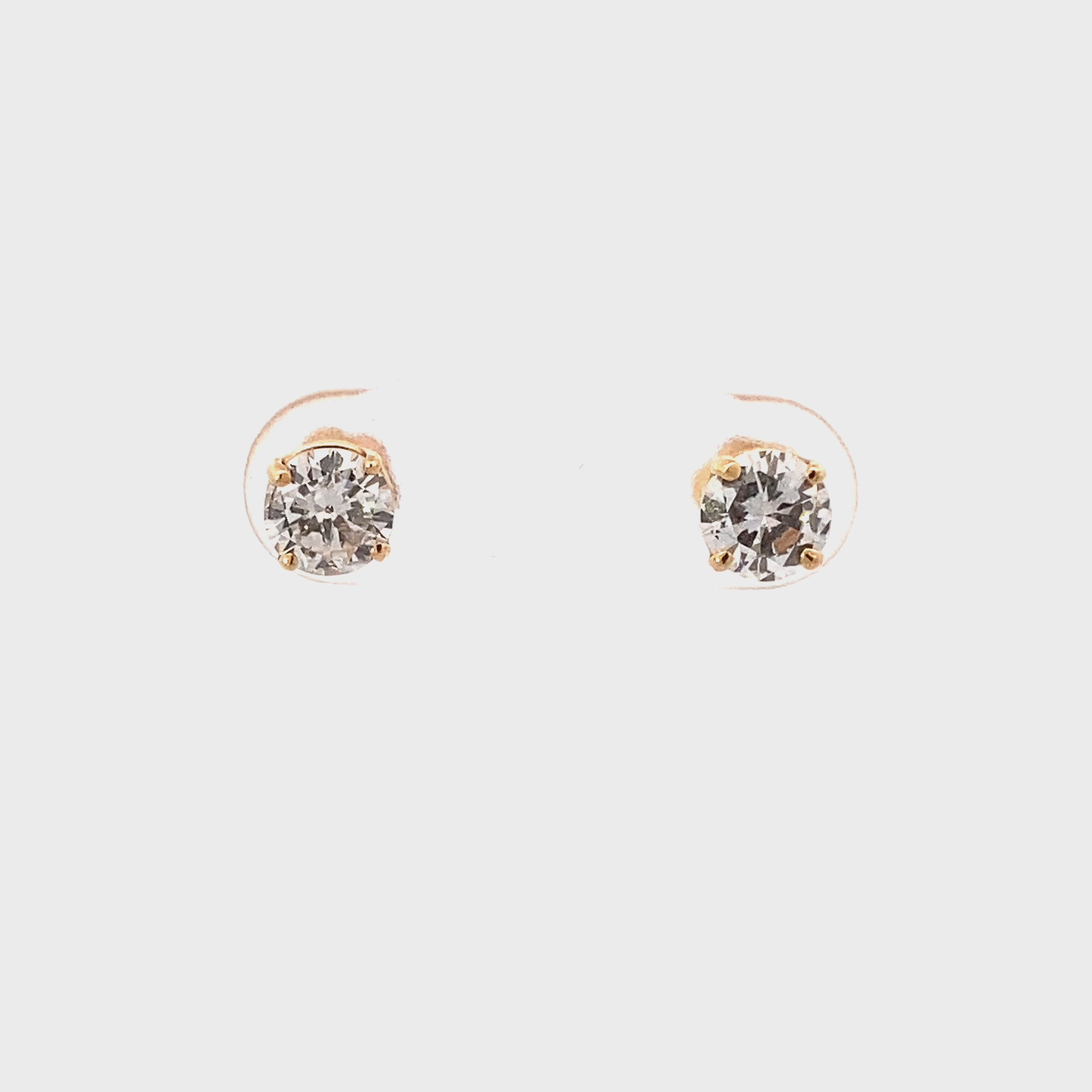 14K Yellow Gold Diamond Solitaire Earrings - 1.01ct