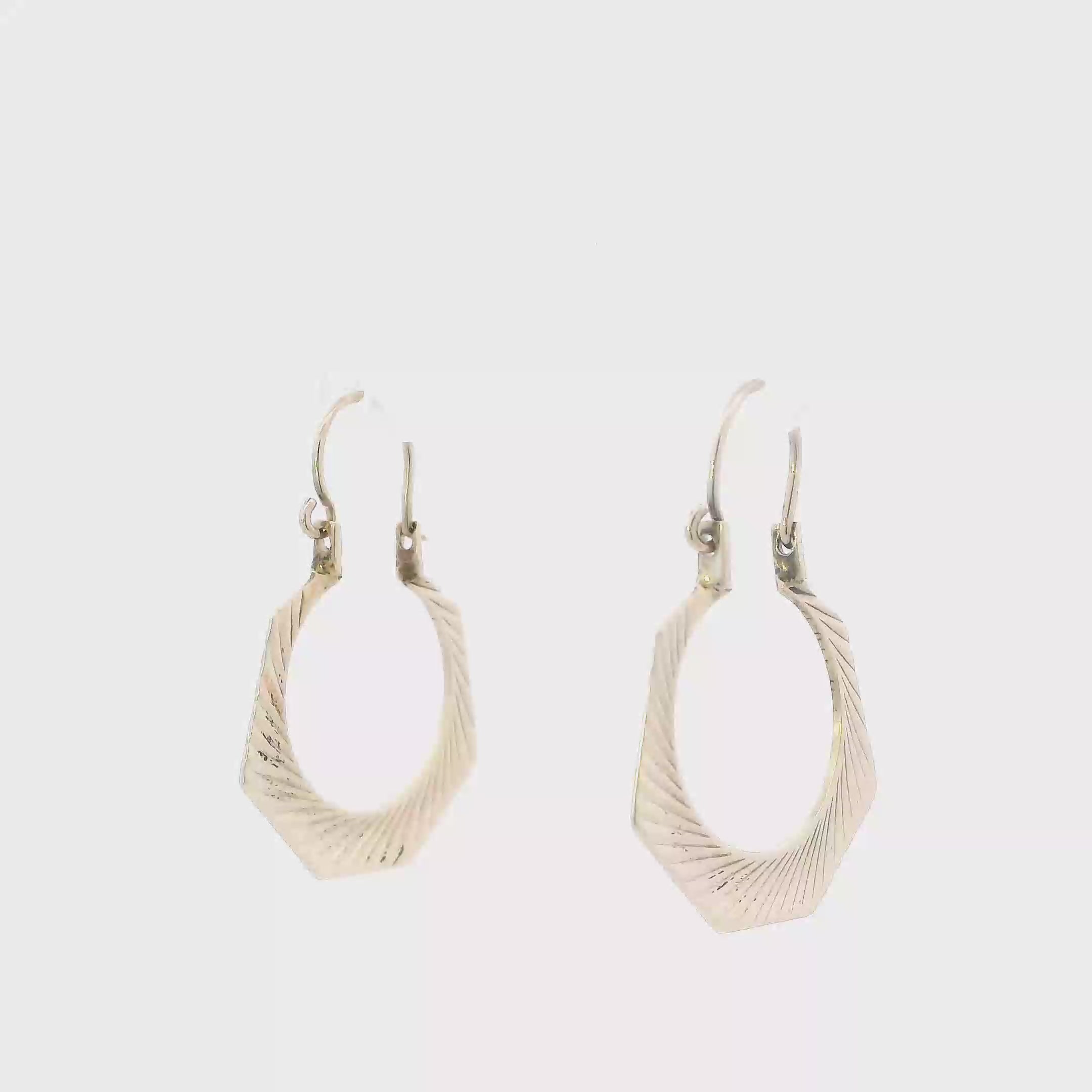 10K Yellow Gold Diamond Cut Flat Hoop Earrings