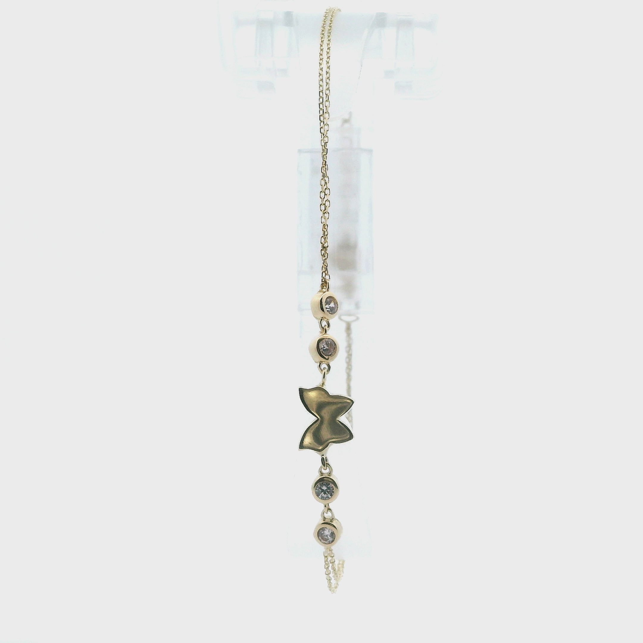 10K Yellow Gold Butterfly Cable Link CZ Bracelet