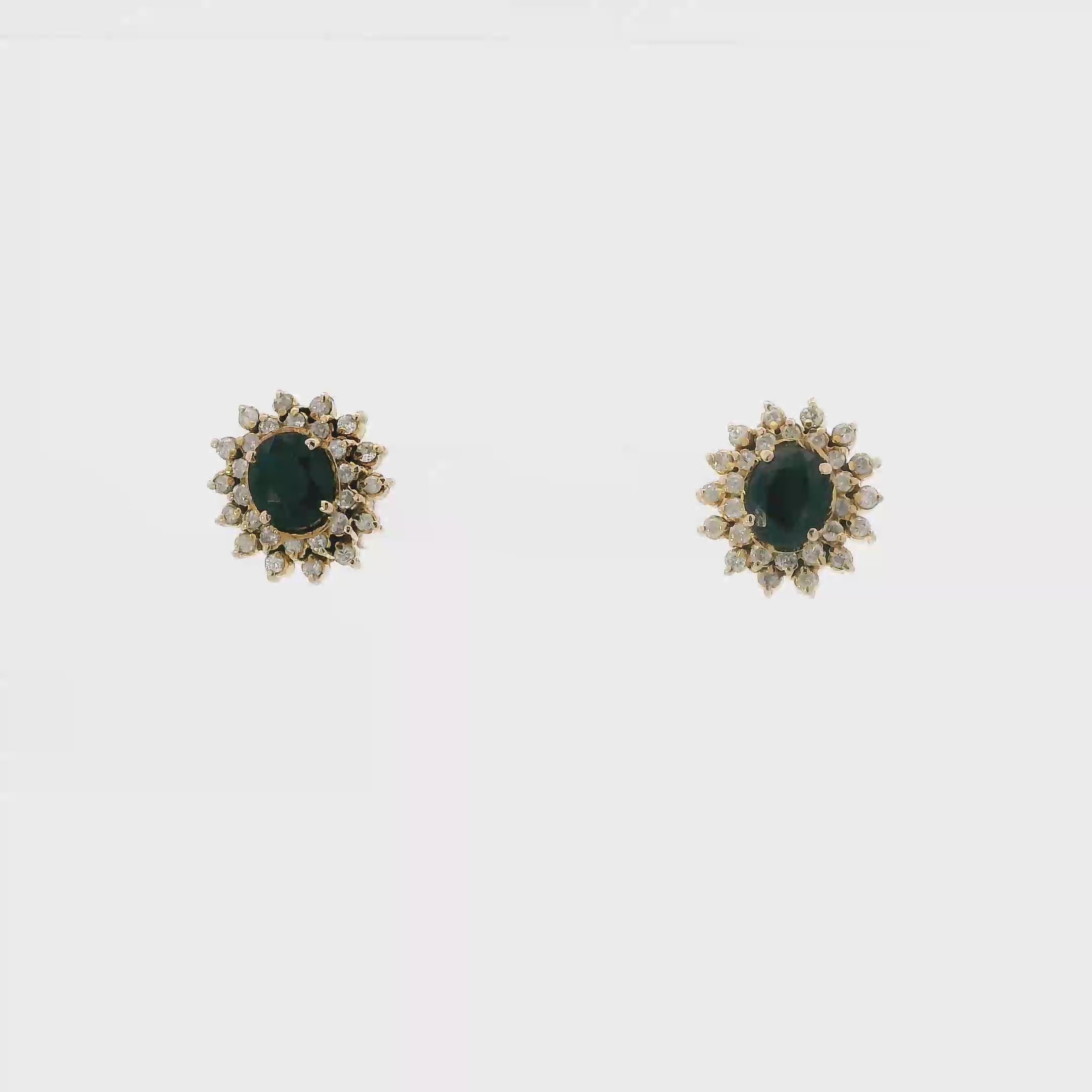 14K Yellow Gold Sapphire & Diamond Womens Earrings - 0.46ct