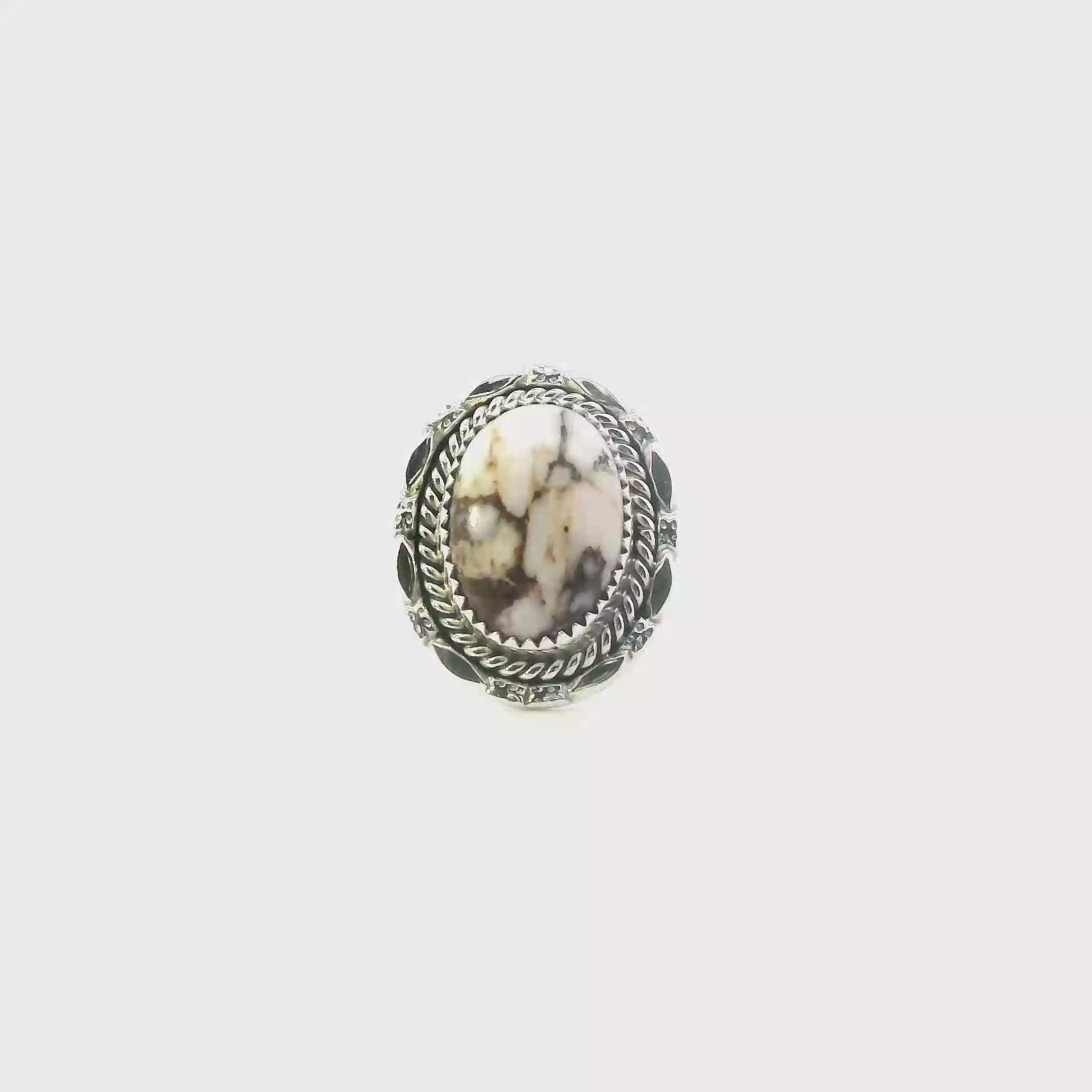 Sterling Silver White Buffalo Turquoise Womens Ring
