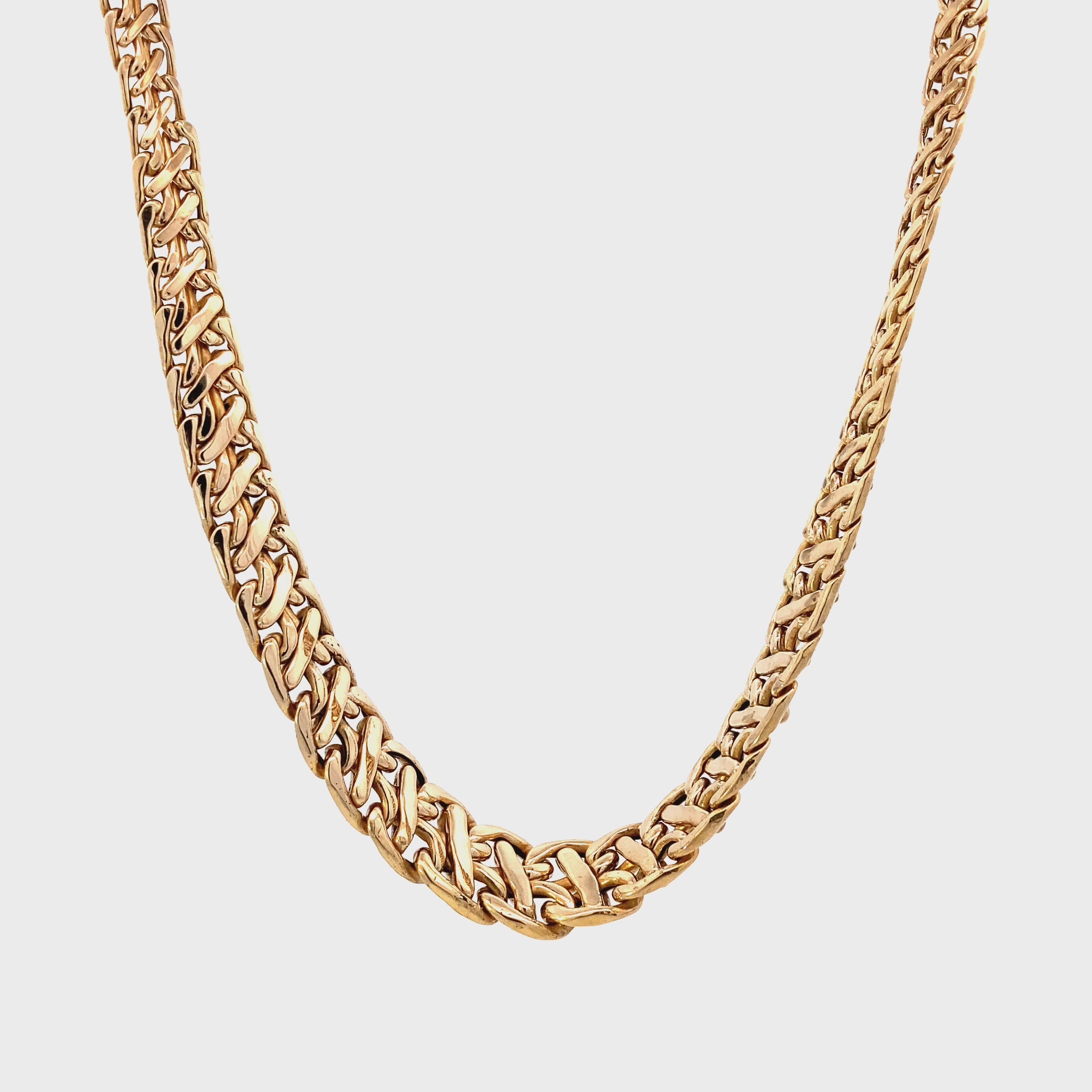 14K Yellow Gold Tapered Double Curb Hollow Chain