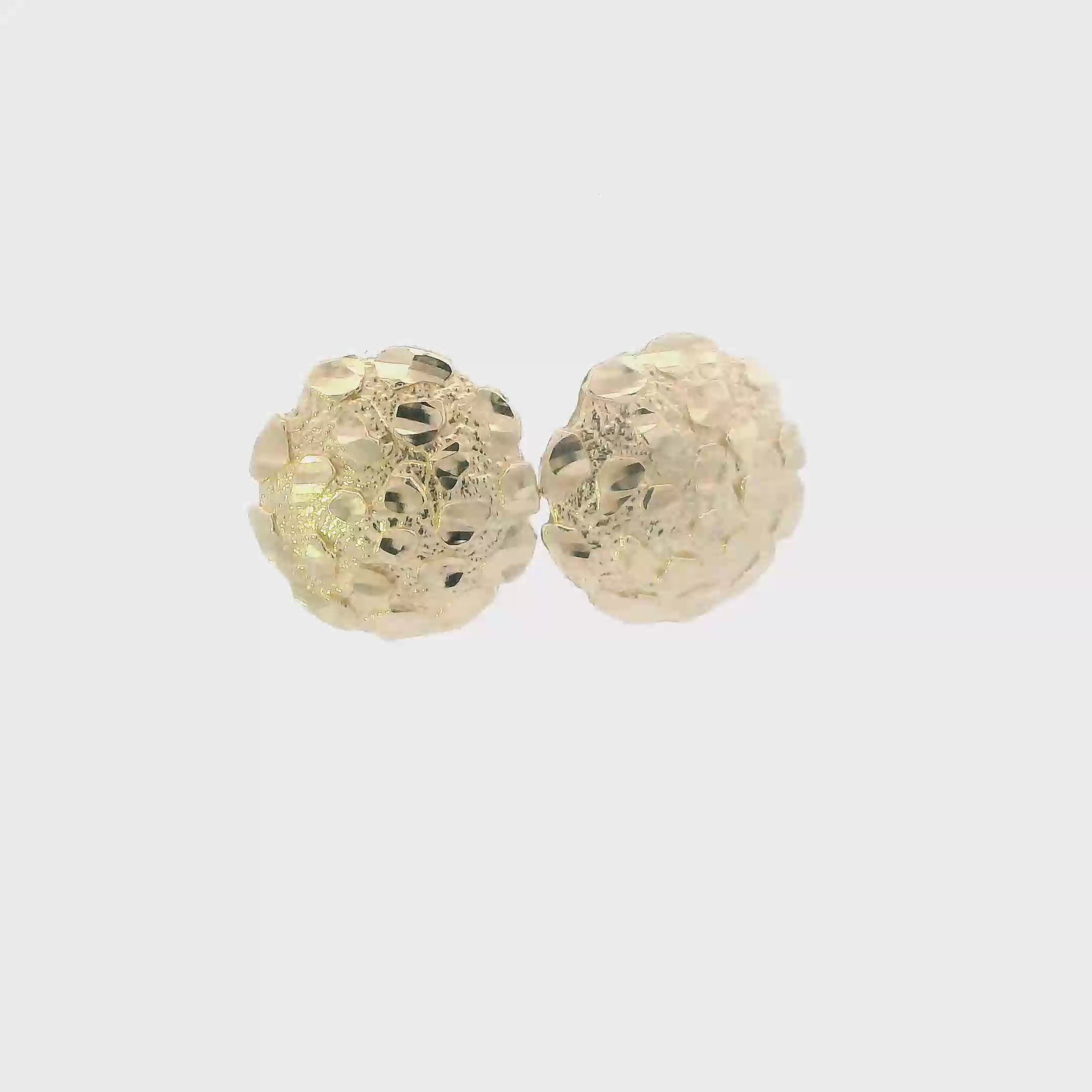 10K Yellow Gold Round Nugget Stud Earrings