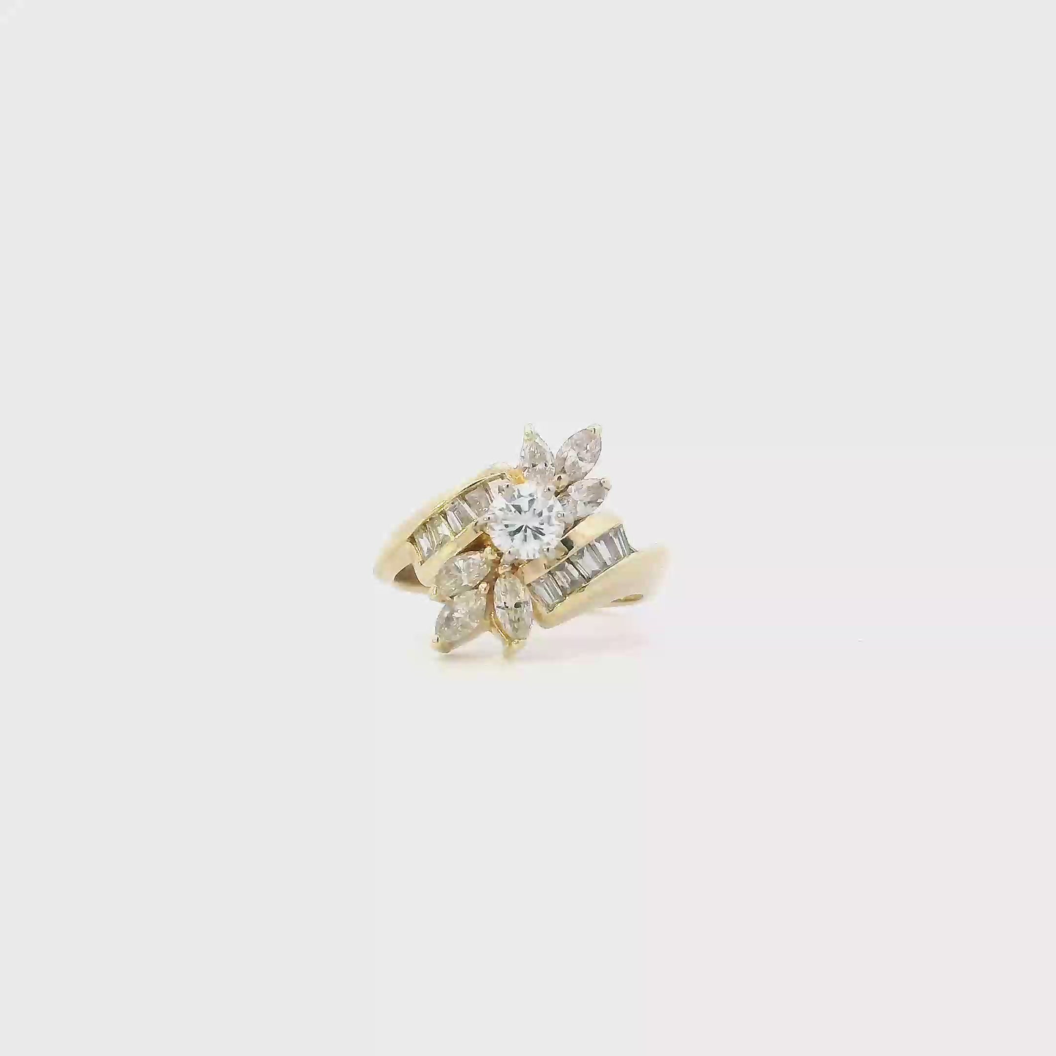 14K Yellow Gold Diamond Women's Ring - 1.05ct