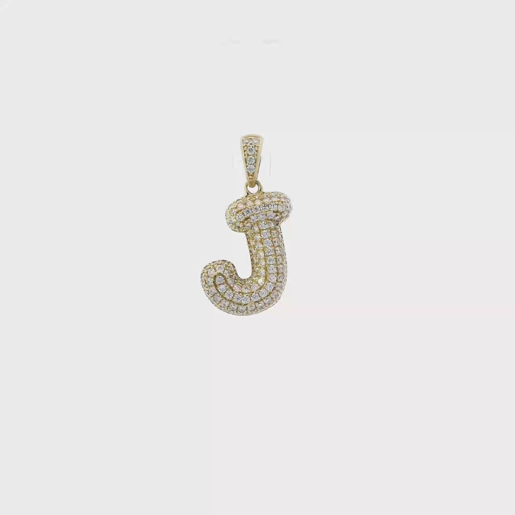10K Yellow Gold Cz Puff Letter  
