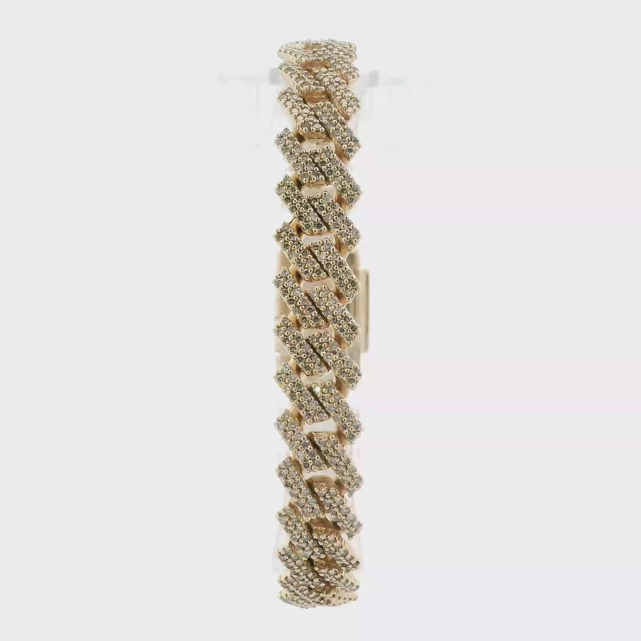 14K Yellow Gold Diamond Cuban Bracelet - 5.87ct