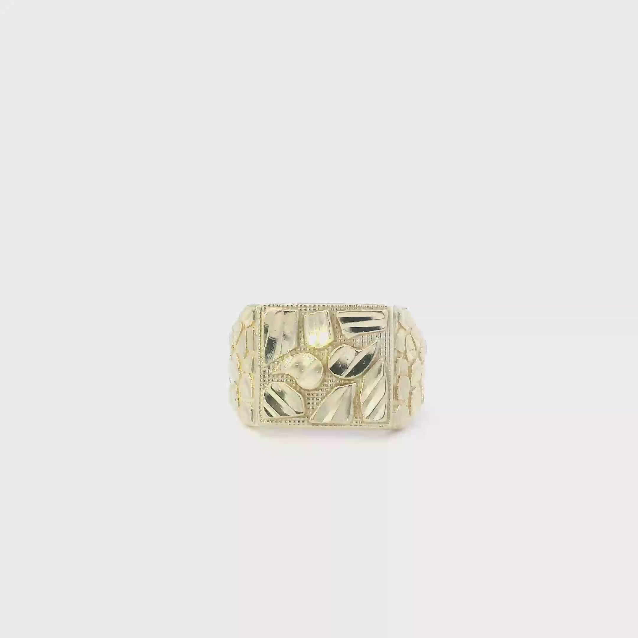 10K Yellow Gold Nugget Mens Ring