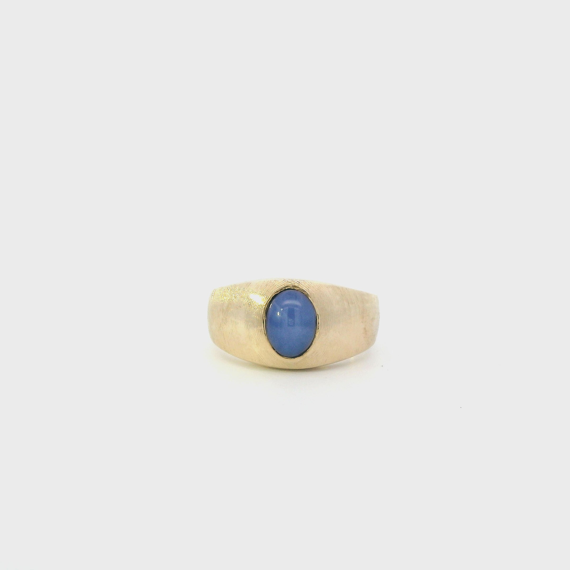 14K Yellow Gold Blue Star Sapphire Ring