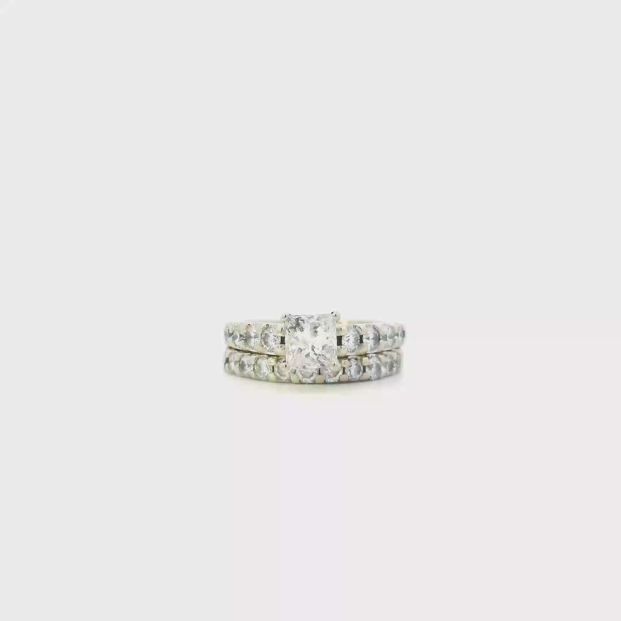 14K White Gold Diamond Women's Engagement & Wedding Ring Set-2.14ct