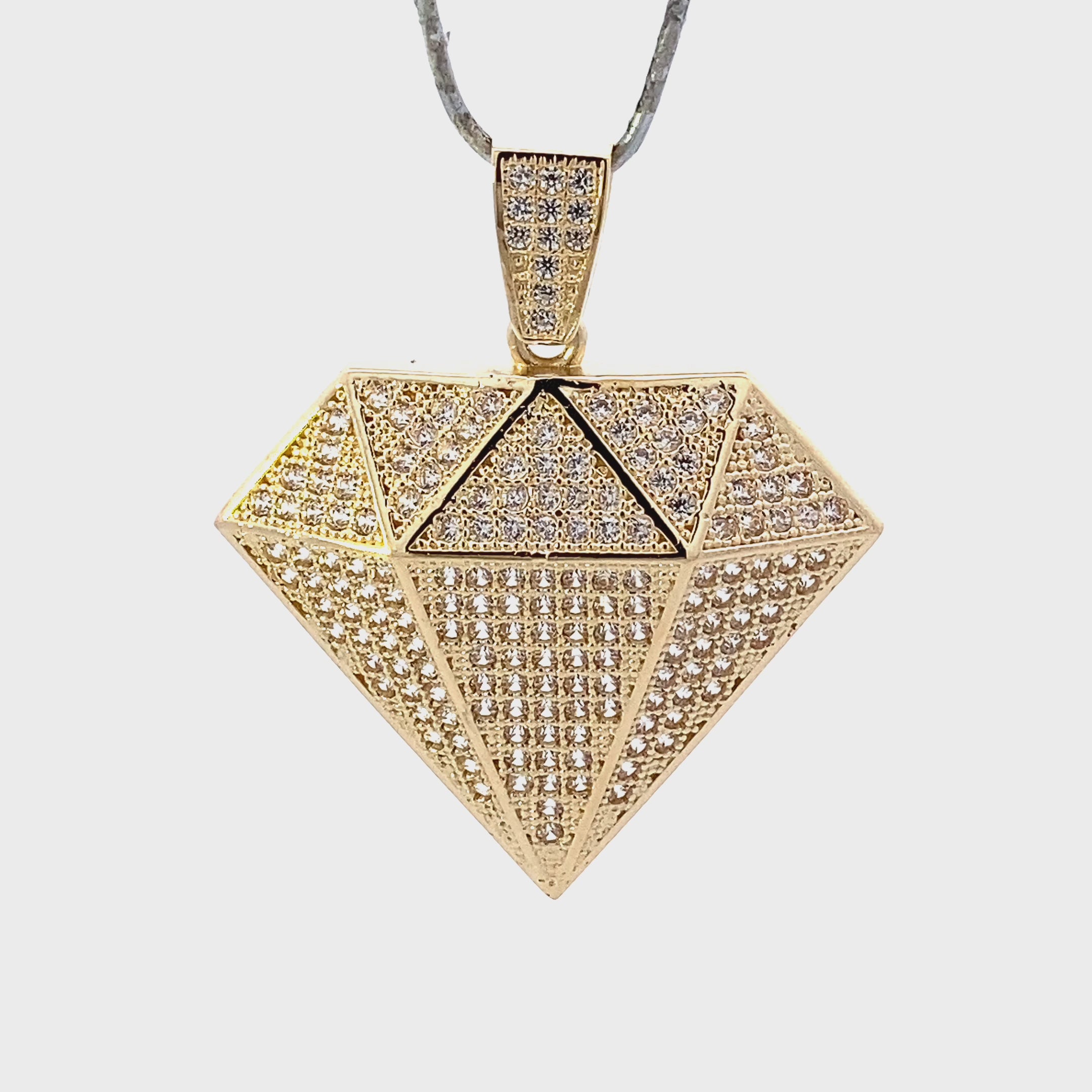 10K Yellow Gold CZ Diamond Shaped Pendant