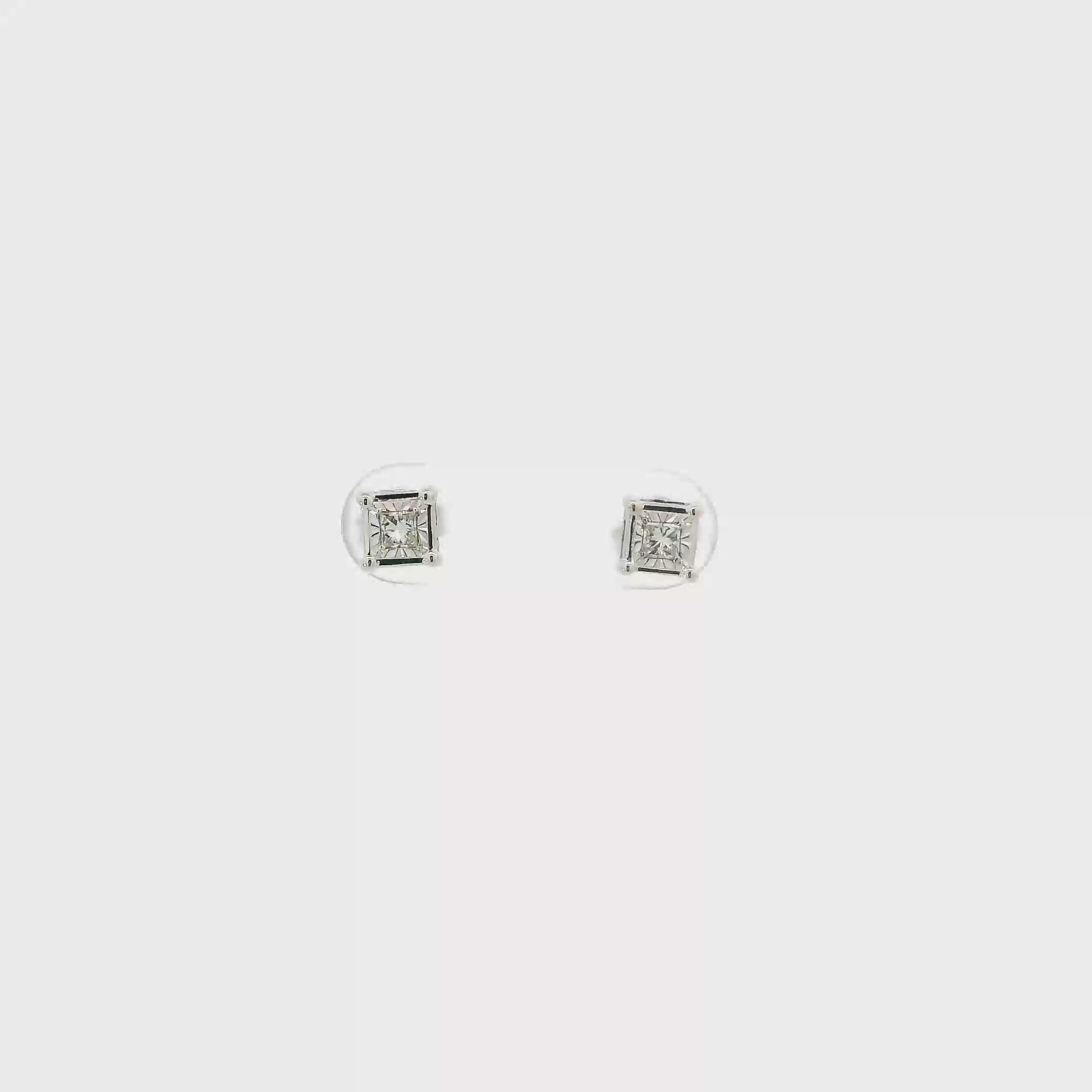 14K White Gold Diamond Earrings - 0.35ct