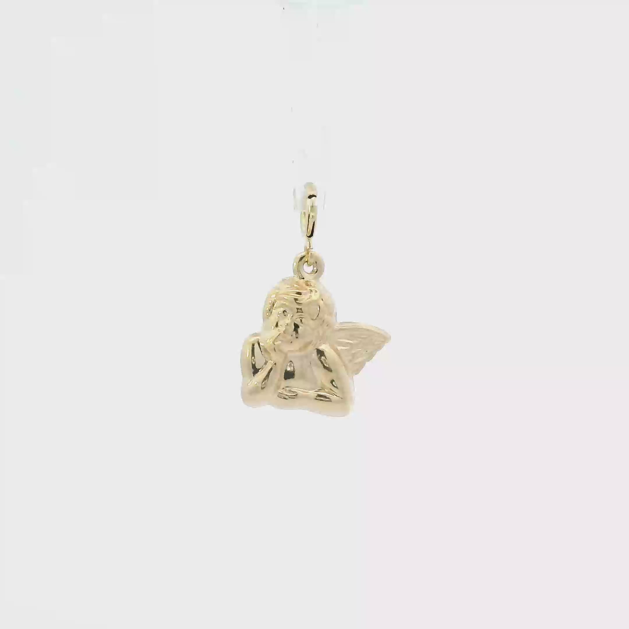 14K Yellow Gold Hollow Angel Charm/Pendant