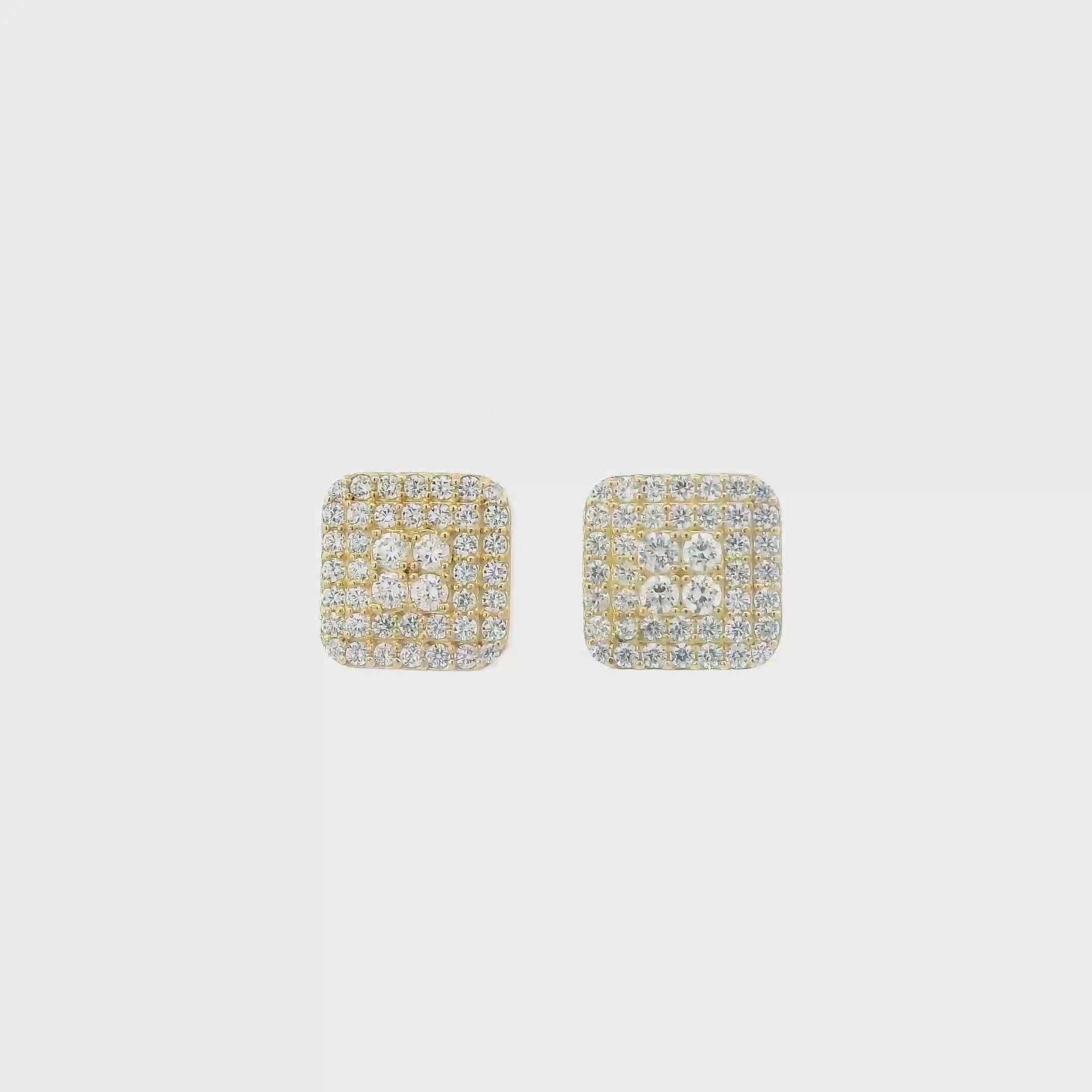 10K Yellow Gold CZ Stud Earrings