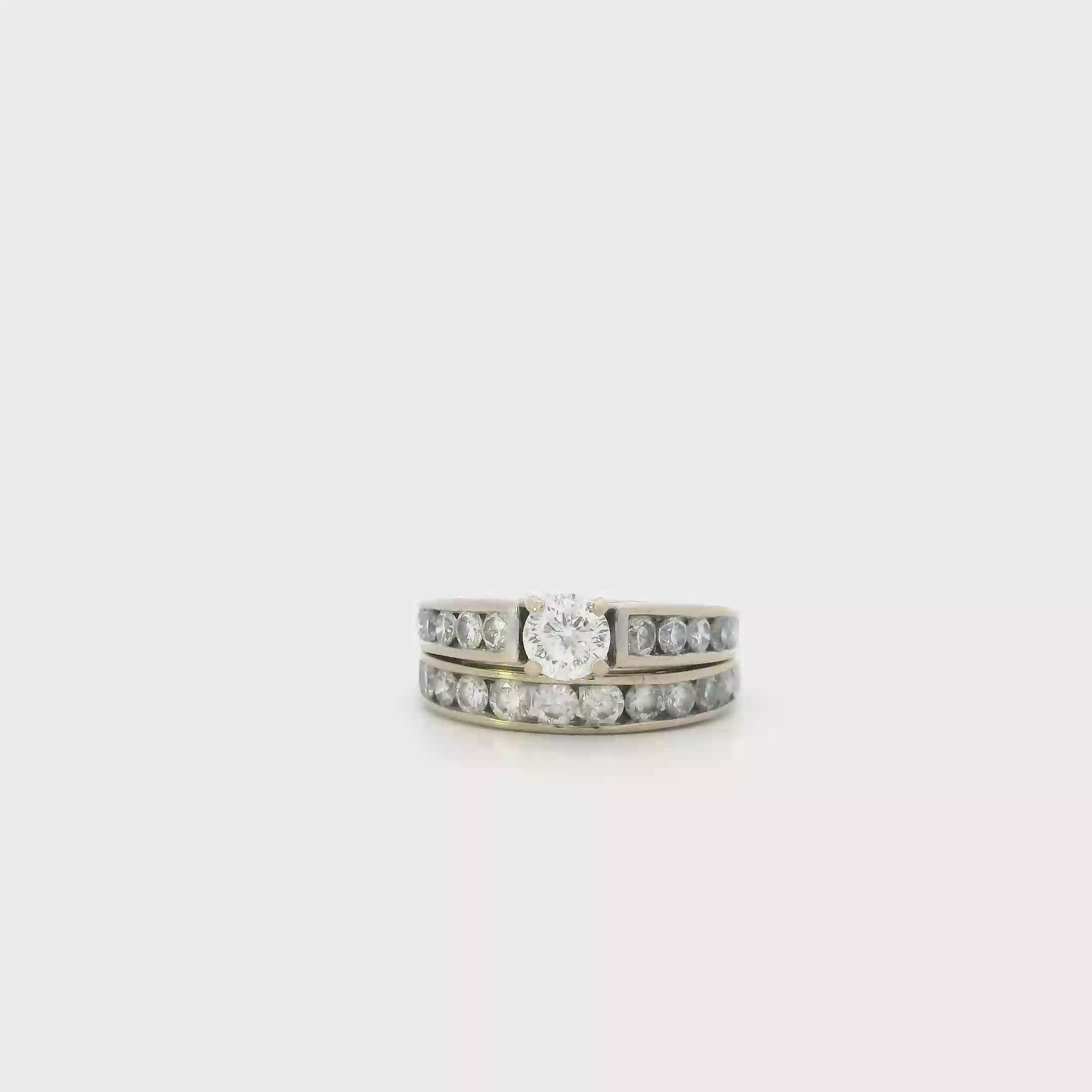 14K White Gold Diamond Women's Engagement & Wedding Ring Set-1.50ct
