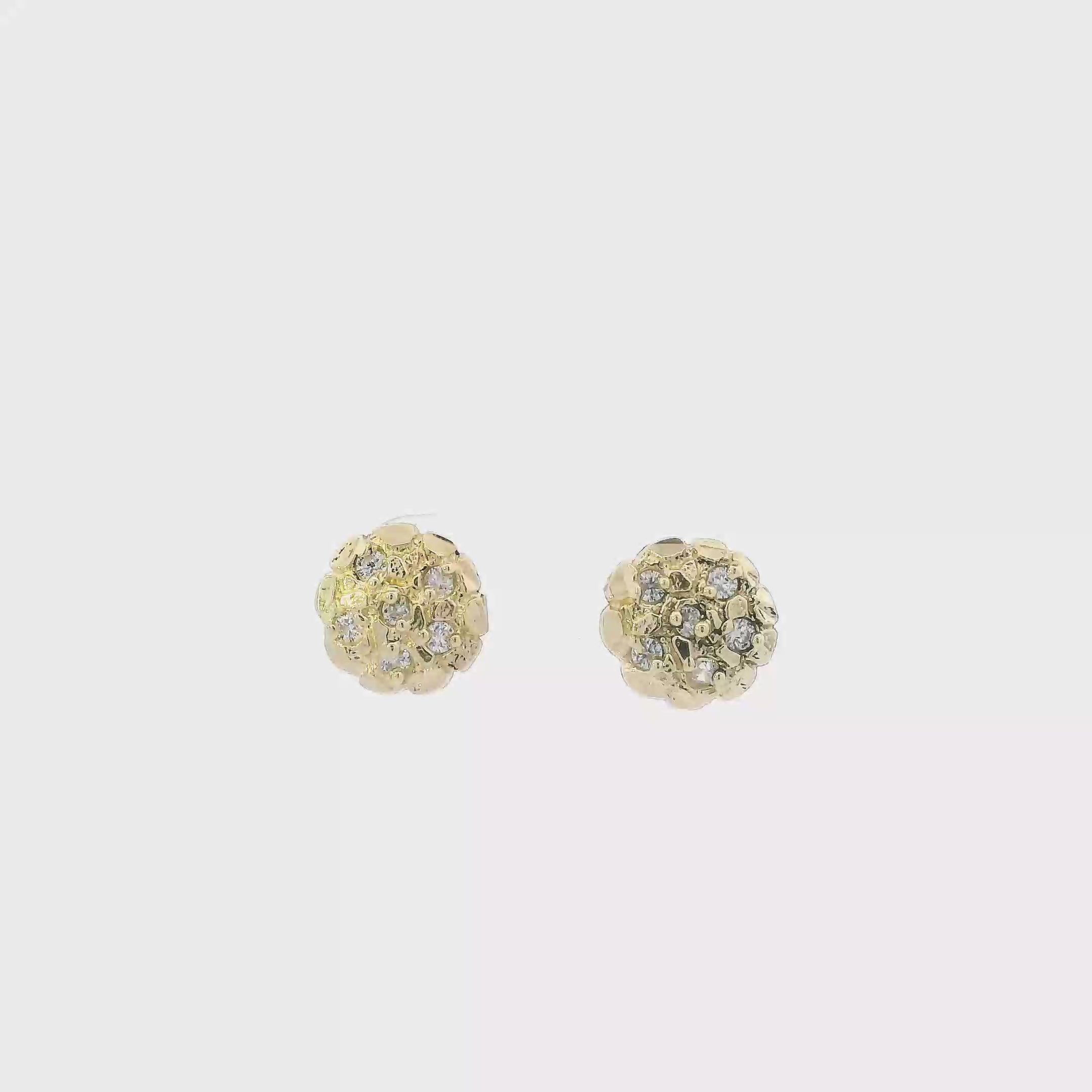 10K Yellow Gold Nugget Stud Earrings