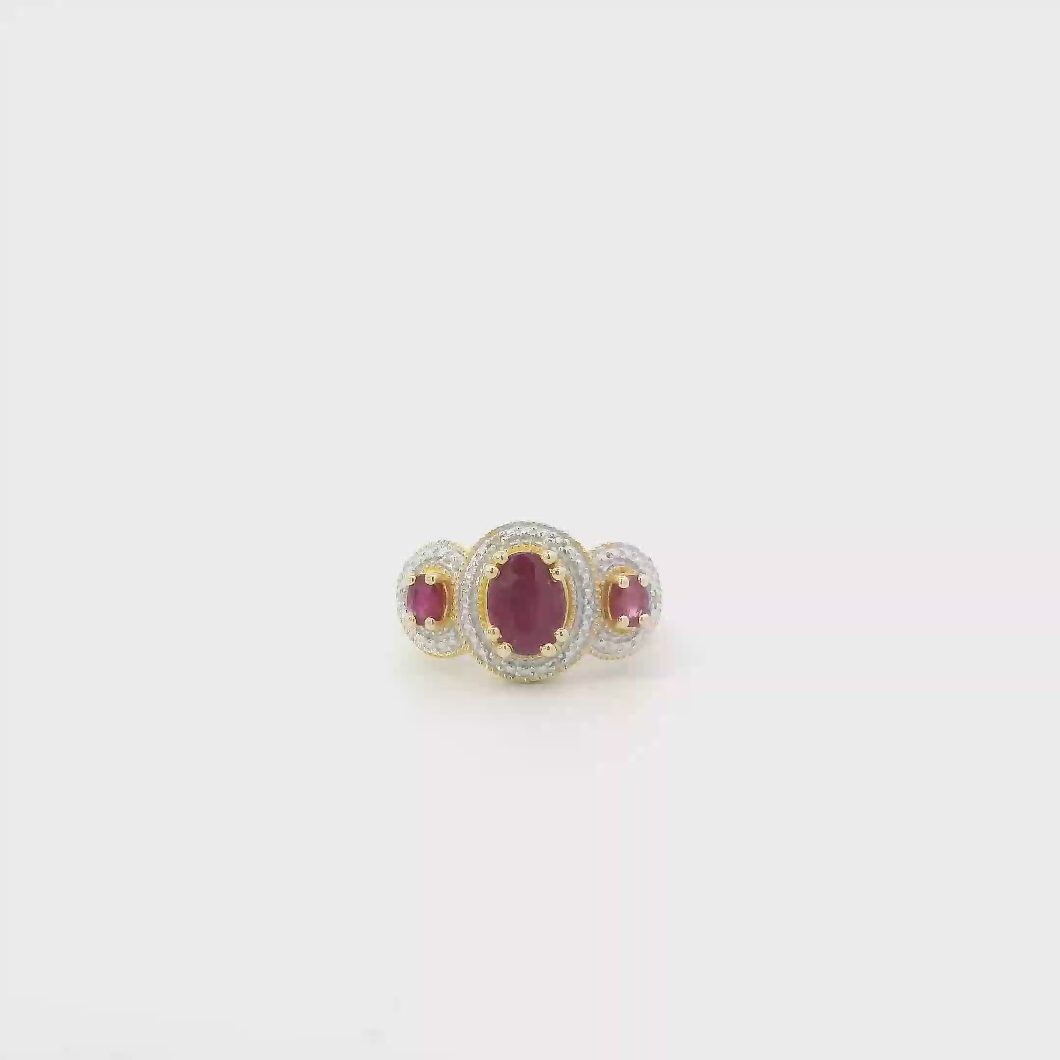 Sterling Silver Ruby Gold Plated Womens Ring
