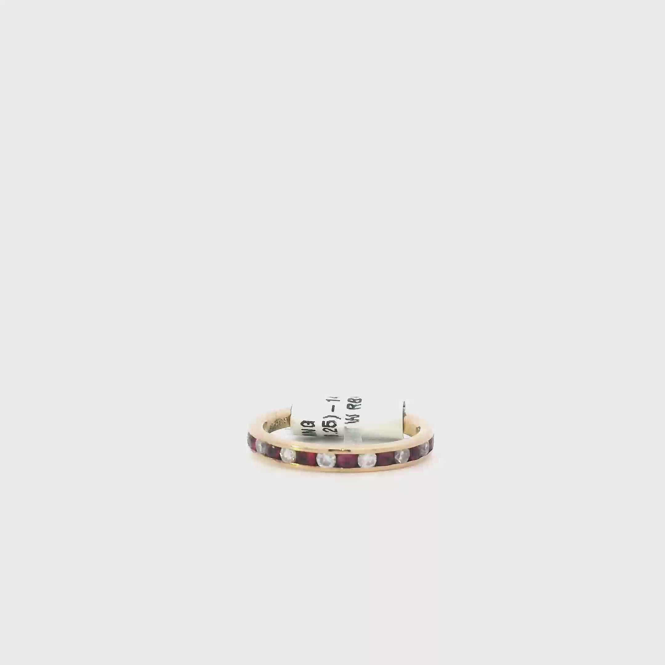 14K Yellow Gold Diamond & Ruby Women's Ring -0.24ct