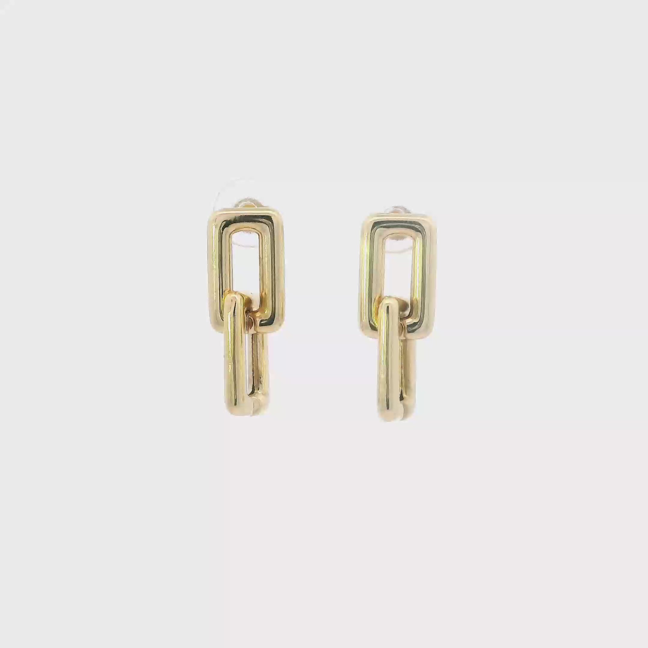 18K Yellow Gold Rectangular Dangle Earrings