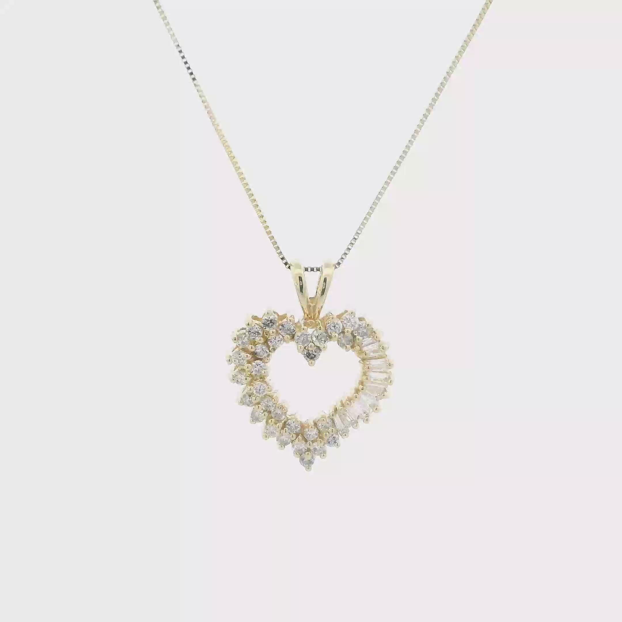 14K Yellow Gold Diamonds Heart Pendant & 18