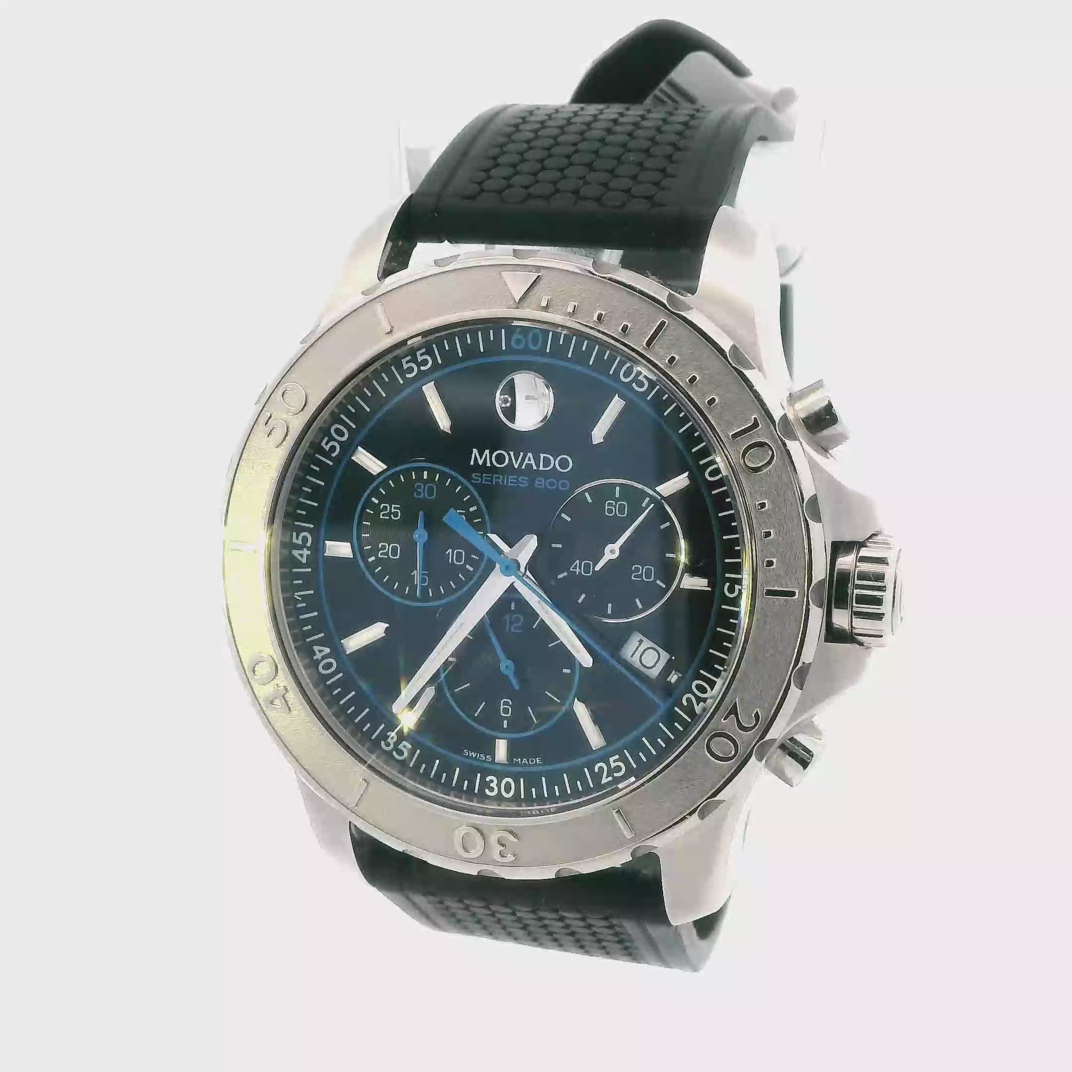 Movado Black Rubber Band Blue Dial Men's Watch