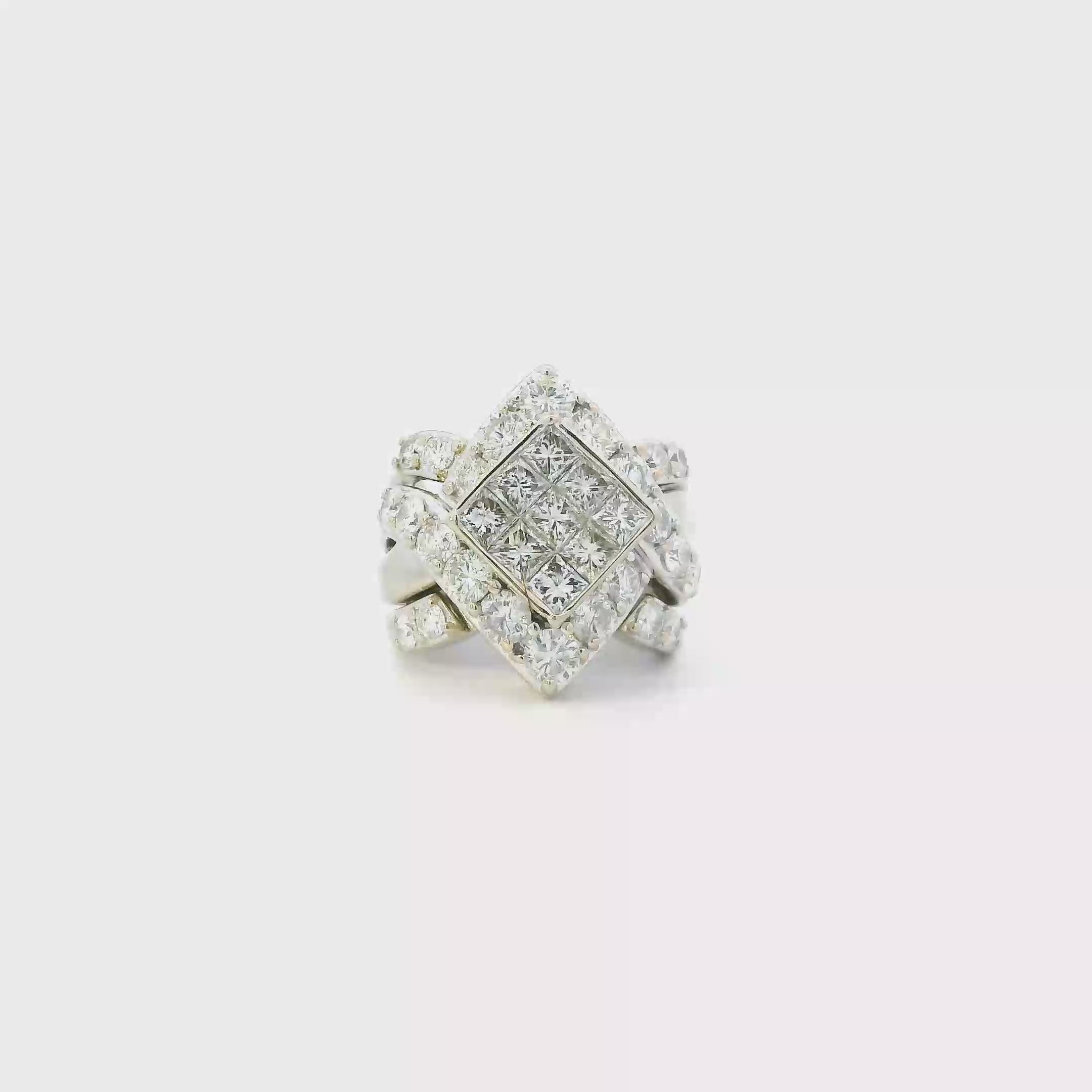 14K White Gold Diamond Engagement & Wedding Ring Set - 5.33ct